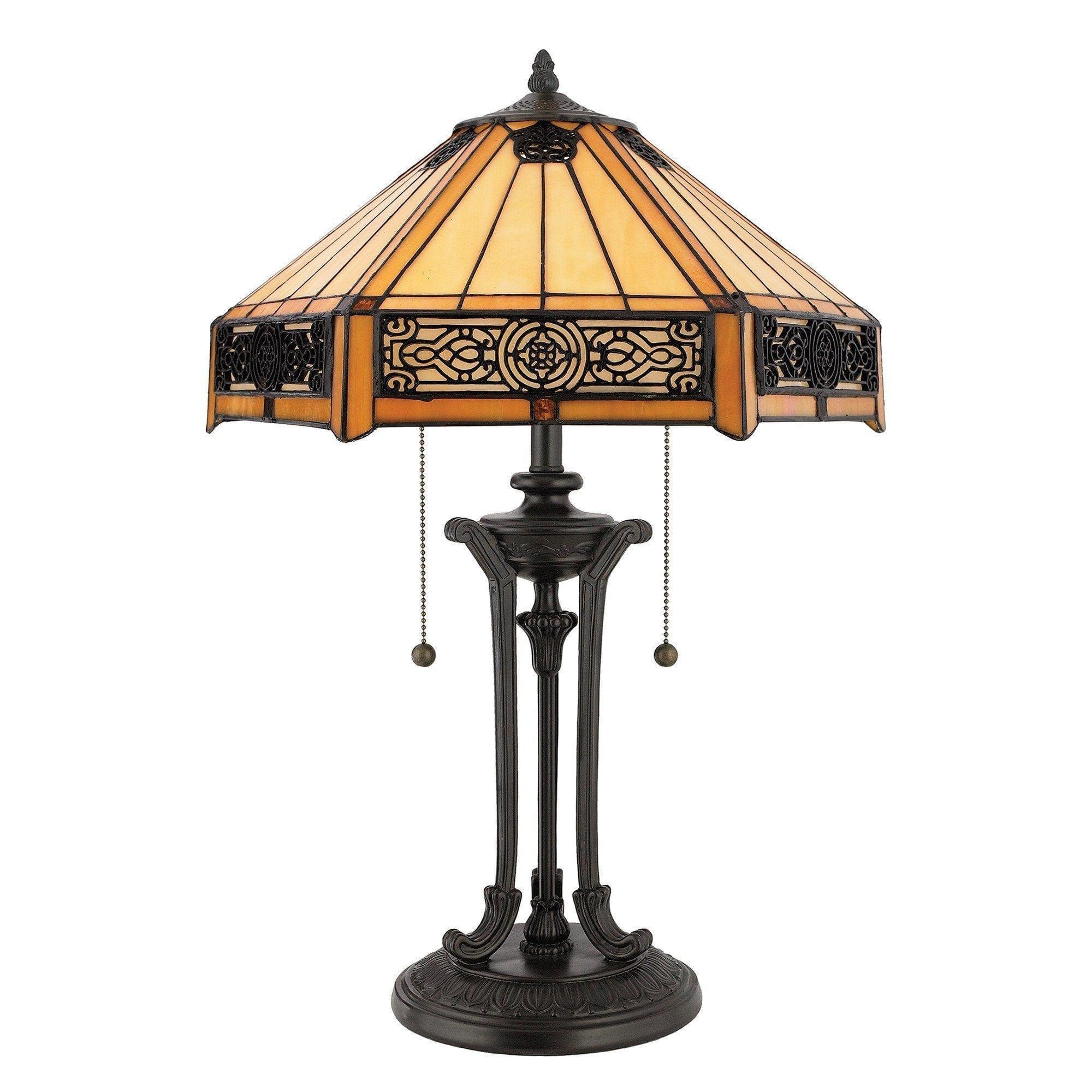Quoizel Tiffany Style Industrial Table Lamp - Vintage Inspired Home Decor for Living Room, Bedroom & Office
