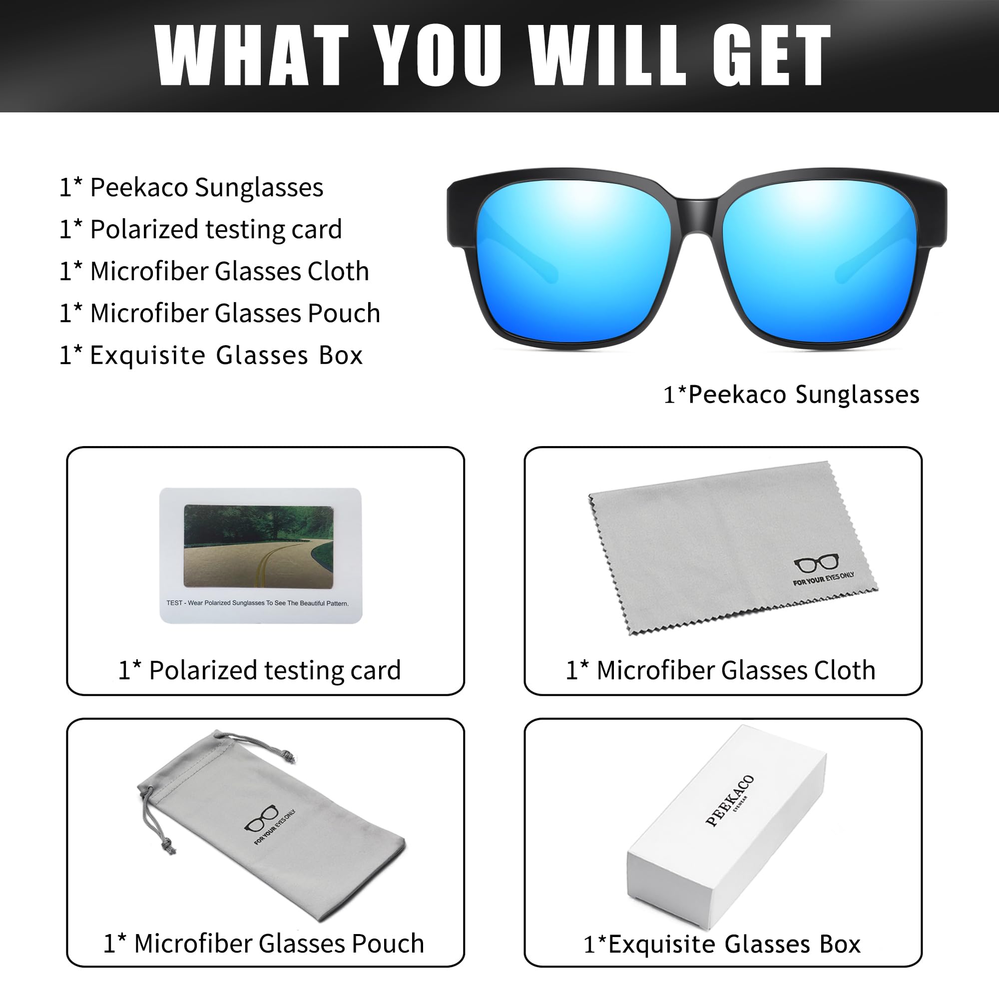 Polarized Wrap-around Sunglasses for Men & Women - UV400 Protection, Fit Over Prescription Glasses - Perfect for Driving, Outdoor Sports & Daily Wear