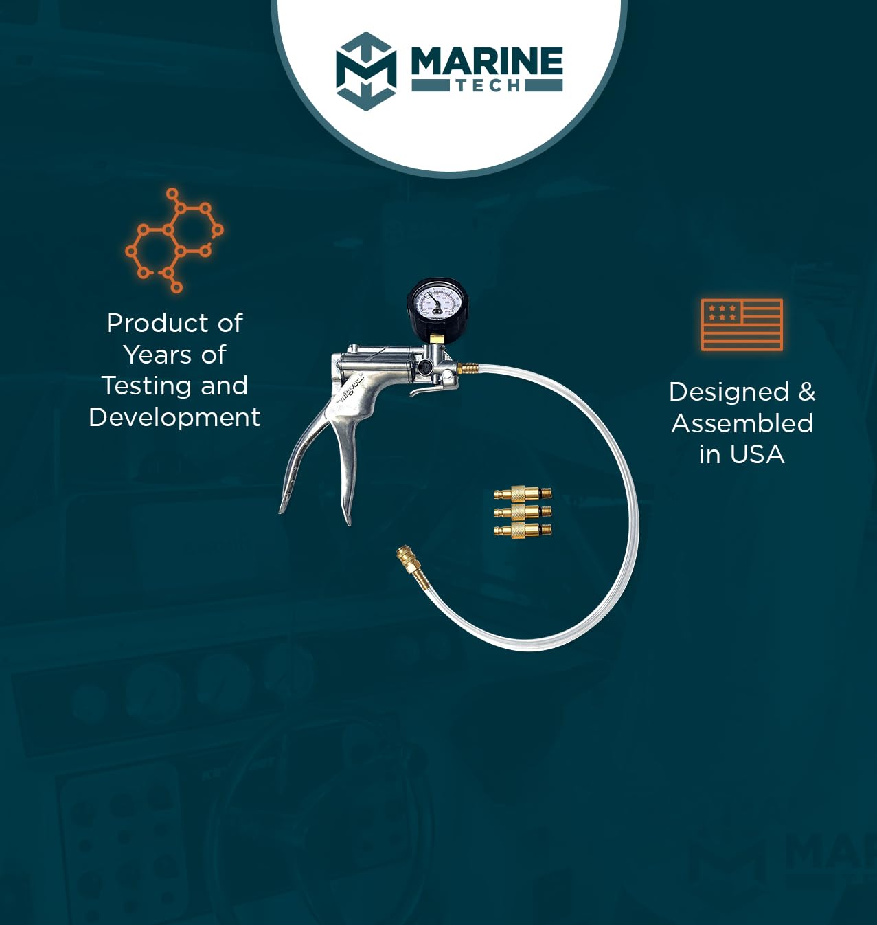 Marine Tech Professional Gearcase Pressure and Vacuum Tester Kit - Compatible with Chrysler, Evinrude, Force, Johnson & Mercury Outboard Motors - Perfect for Marine Engine Maintenance and Repair
