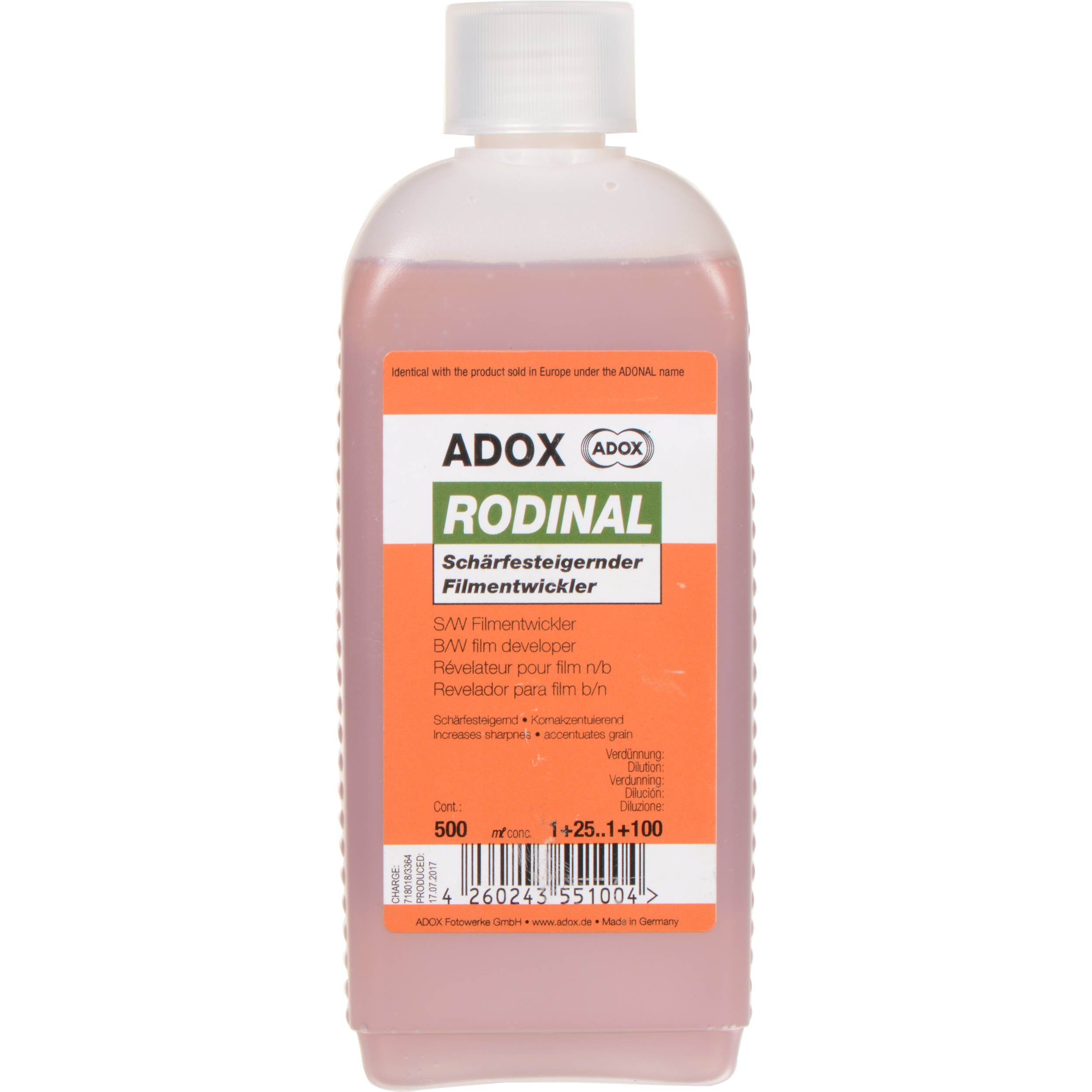 Adox Rodinal Film Developer 500ml (16 oz) - High-Quality Black & White Photo Developing Solution for Darkroom & Film Photography Enthusiasts