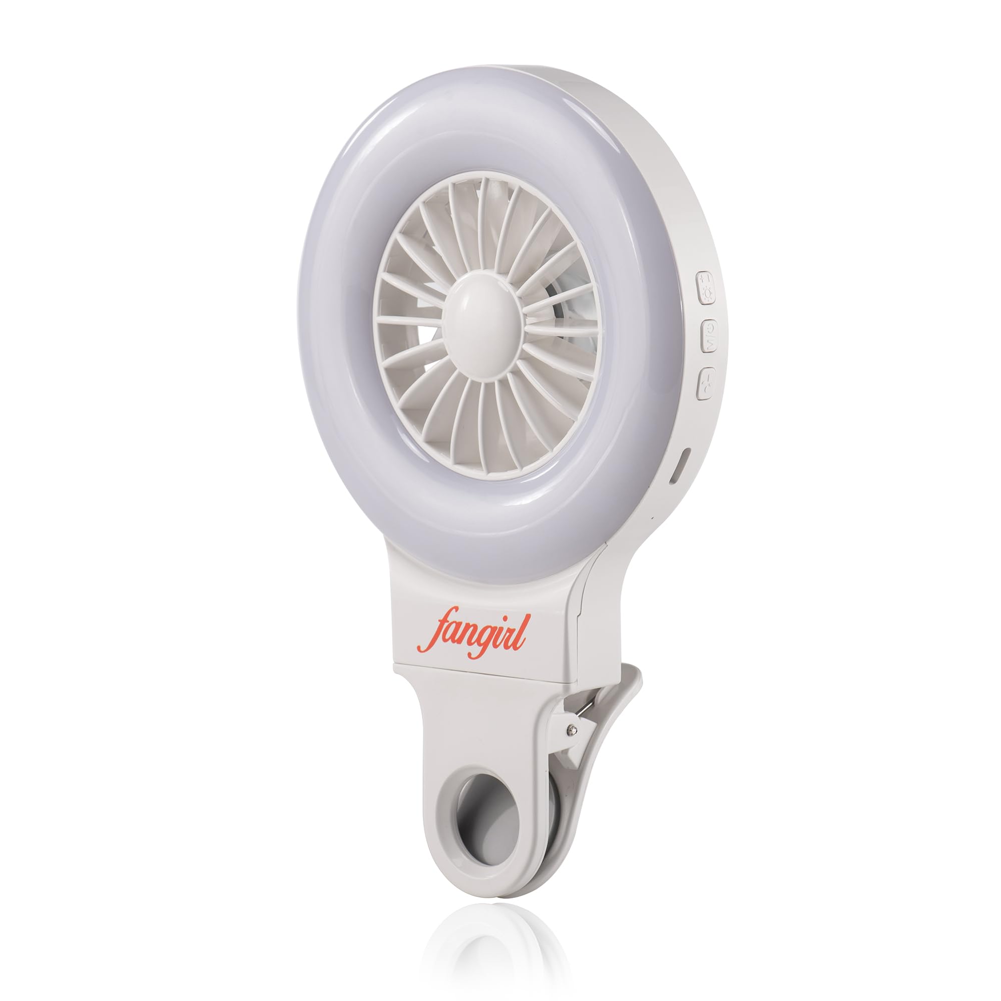 2-in-1 Clip on Phone Fan with Selfie Ring Light - Portable Cooling Fan & Beauty Light for Summer Outdoor, Travel, Vlogging, and Makeup