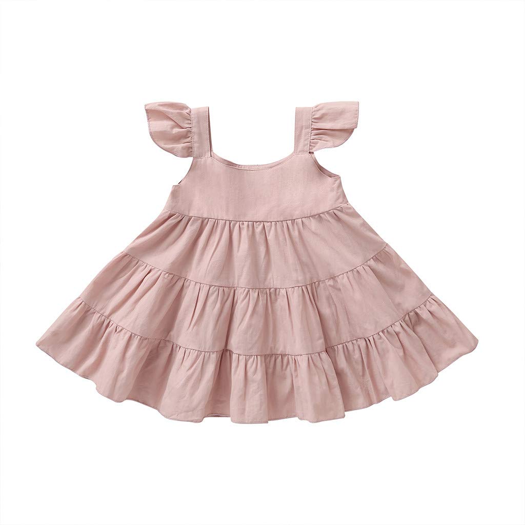Elegant Toddler Girls Linen Ruffle Party Dress - Summer Princess Dress for Baby & Teen Girls - Perfect for Birthday Parties, Weddings & Special Occasions