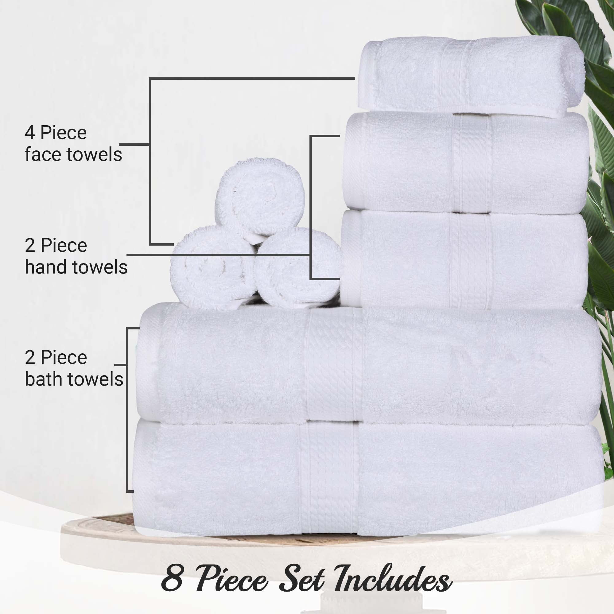 Premium 8-Piece Egyptian Cotton Towel Set - Ultra Soft, Heavyweight & Plush for Bath, Spa & Luxury Home Decor