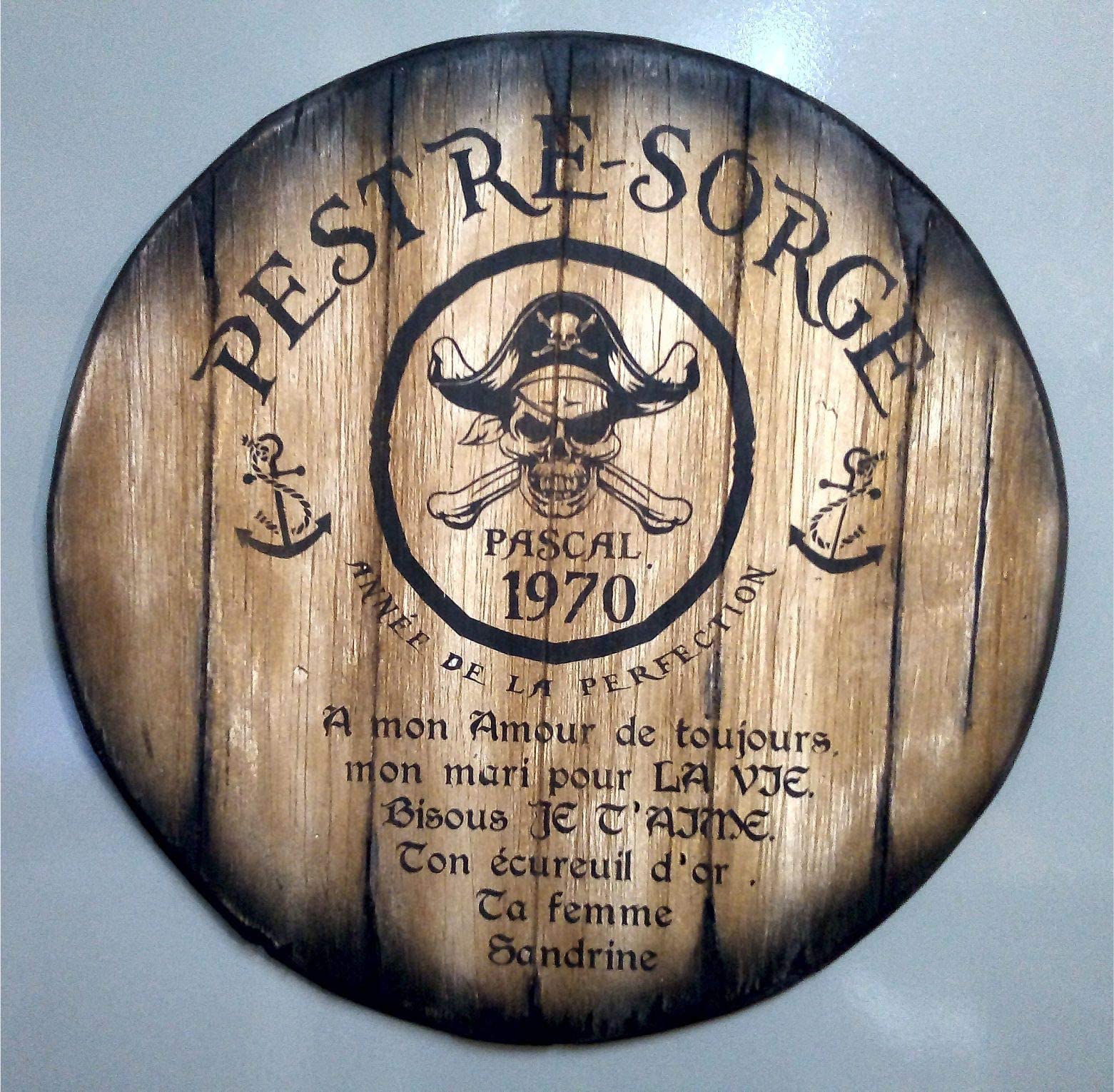 Custom Wooden Wall Sign Inspired by Old Rum Barrel Tops - Personalized Rustic Home Decor for Living Room, Home Bar, Man Cave & Kitchen - Handmade Wood Art for Unique Gifts & Cozy Spaces