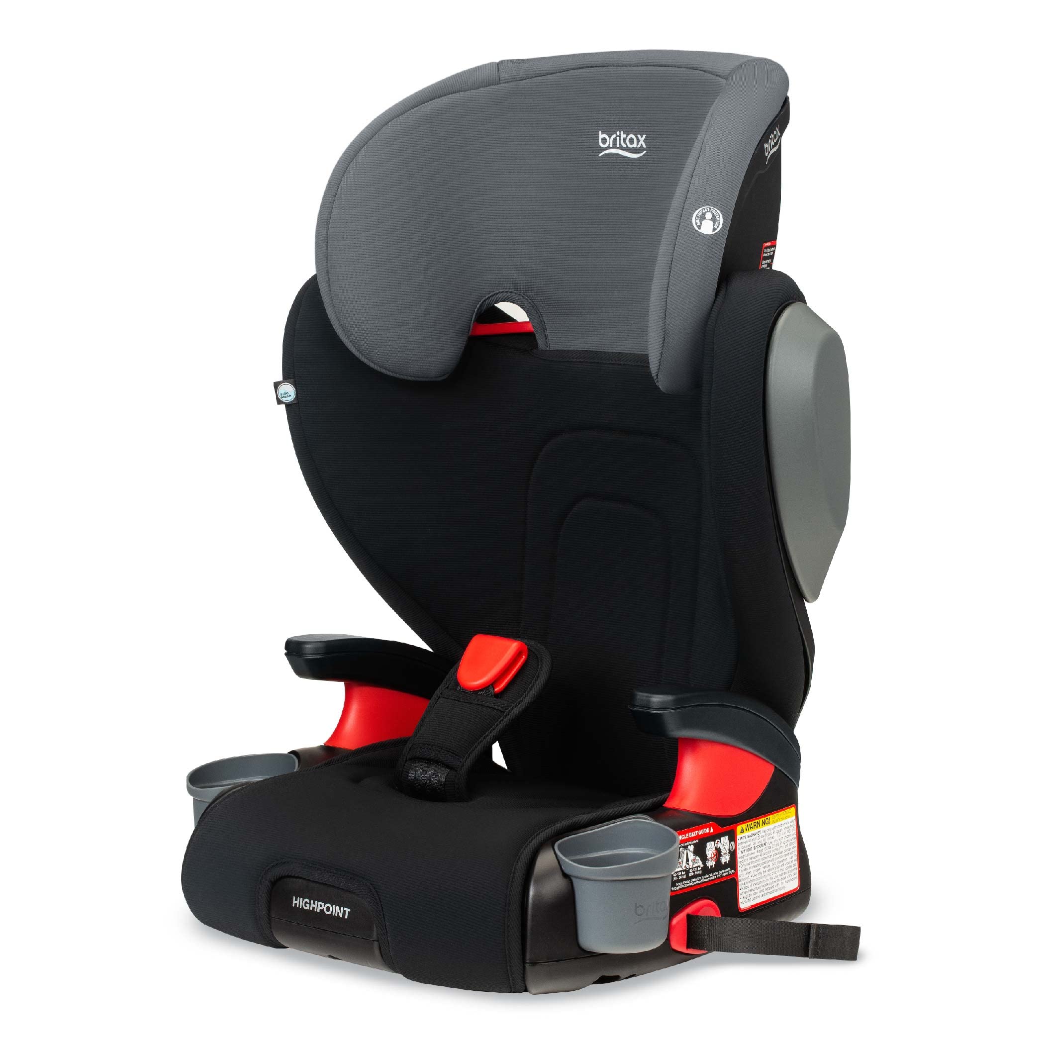 BRITAX Highpoint Backless Belt-Positioning Booster Car Seat for Kids - SafeWash Black Ombre | Safe & Comfortable for Travel, School, and Road Trips