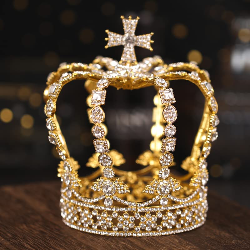 Gold Crystal Tiara Crown for Women - Elegant Wedding Hair Accessories, Bridal Diadem & Queen Hair Jewelry with Rhinestones - Perfect for Weddings, Prom, Pageants & Special Occasions