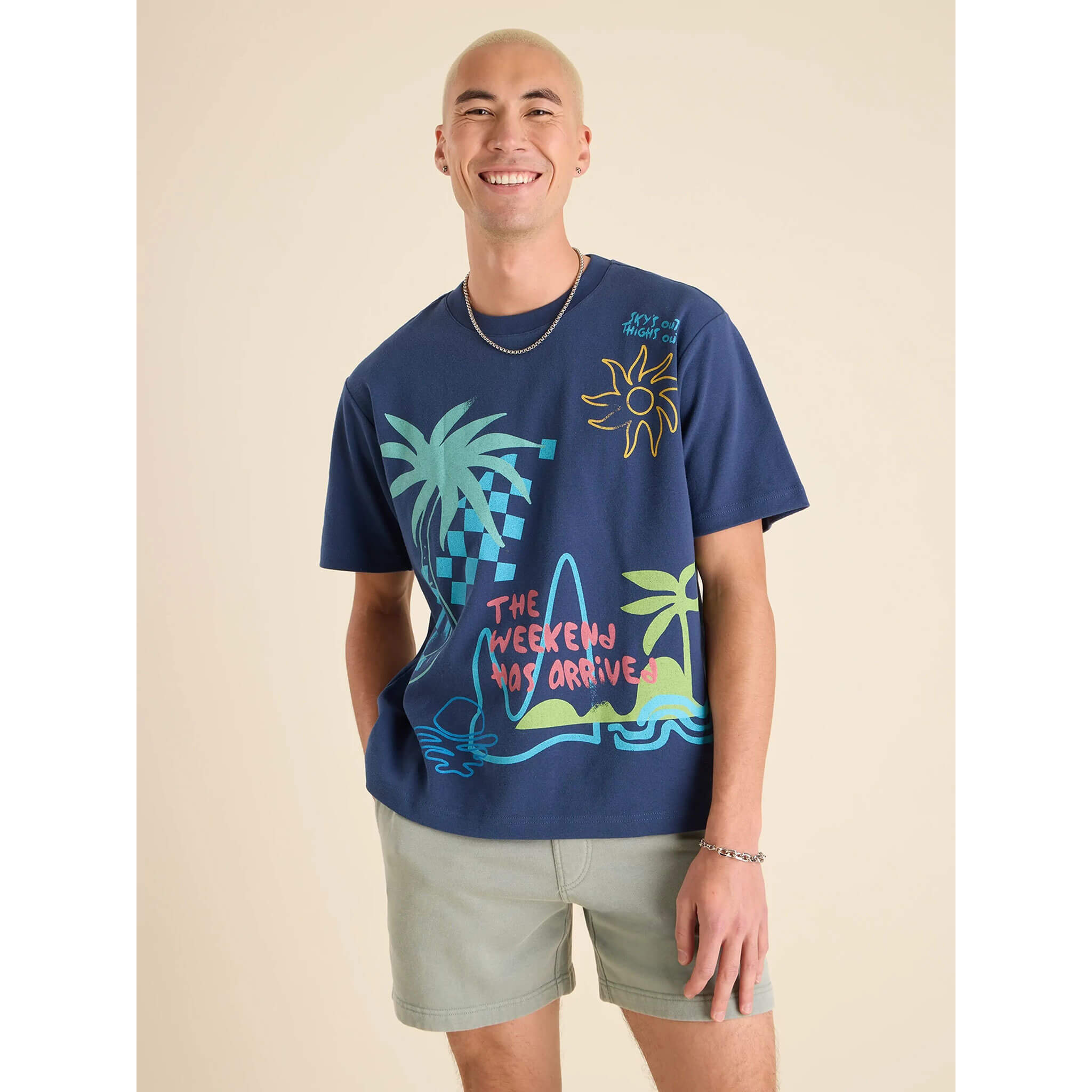 Chubbies The Sketchy Oversized T-Shirt for Men - Comfortable Relaxed Fit Navy Blue Cotton Tee | Perfect for Casual Wear, Lounging & Weekend Outings