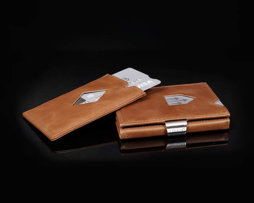 Premium Genuine Leather RFID Blocking Trifold Wallet with Stainless Steel Locking Clip - Secure Slim Mens Wallet for Everyday Carry & Travel