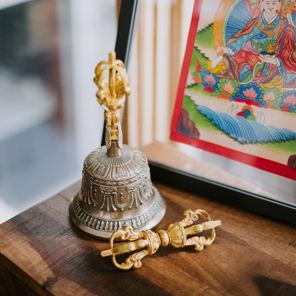 Premium 14K Gold Plated Tibetan Bell and Dorje Set - Authentic Buddhist Ritual Instruments for Meditation, Yoga & Spiritual Healing