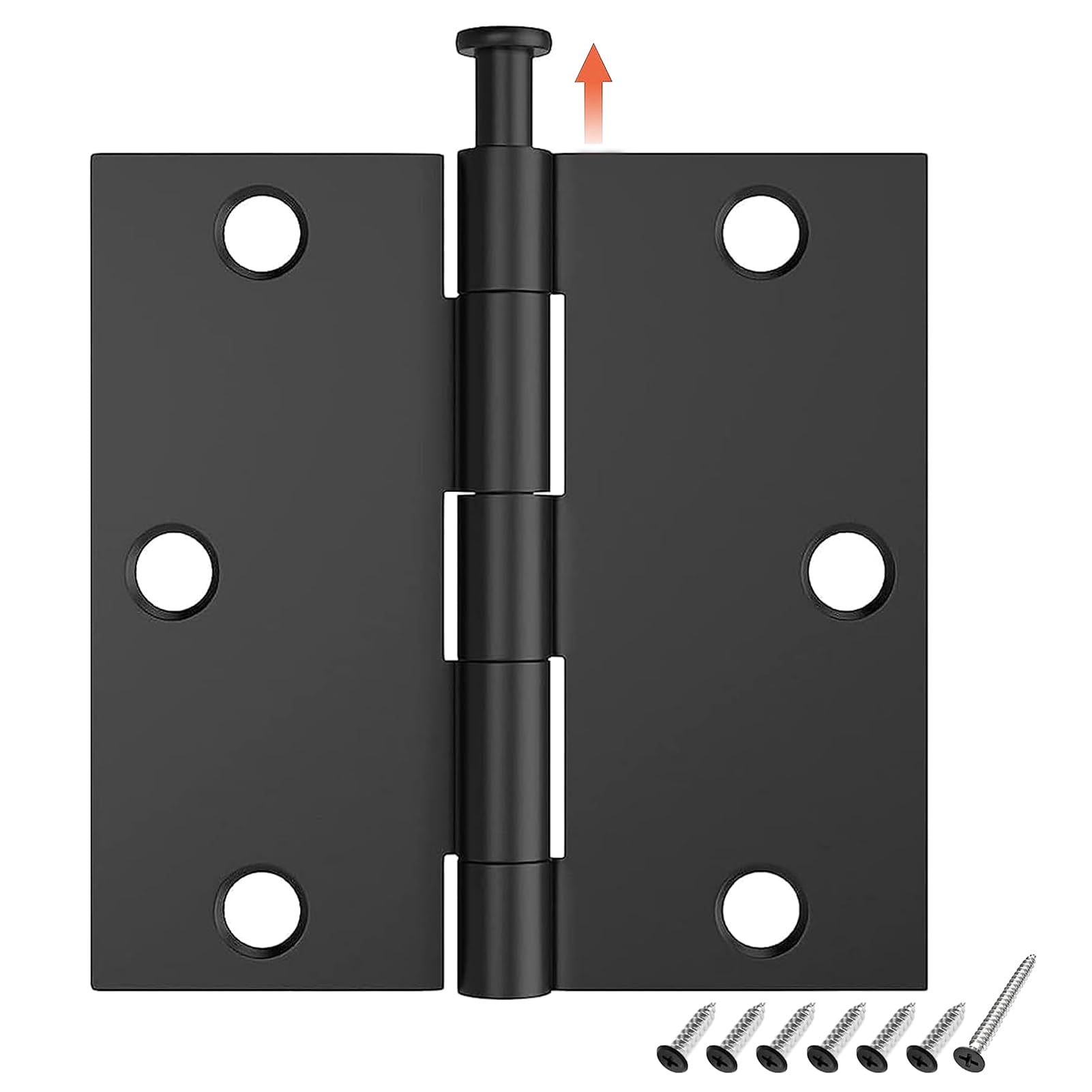 HOSOM 6 Pack 3.5 Inch Matte Black Square Corner Door Hinges - Heavy Duty Interior Hinges for Bedroom, Bathroom, Cabinet Doors - Perfect for Home Improvement and Furniture Installation