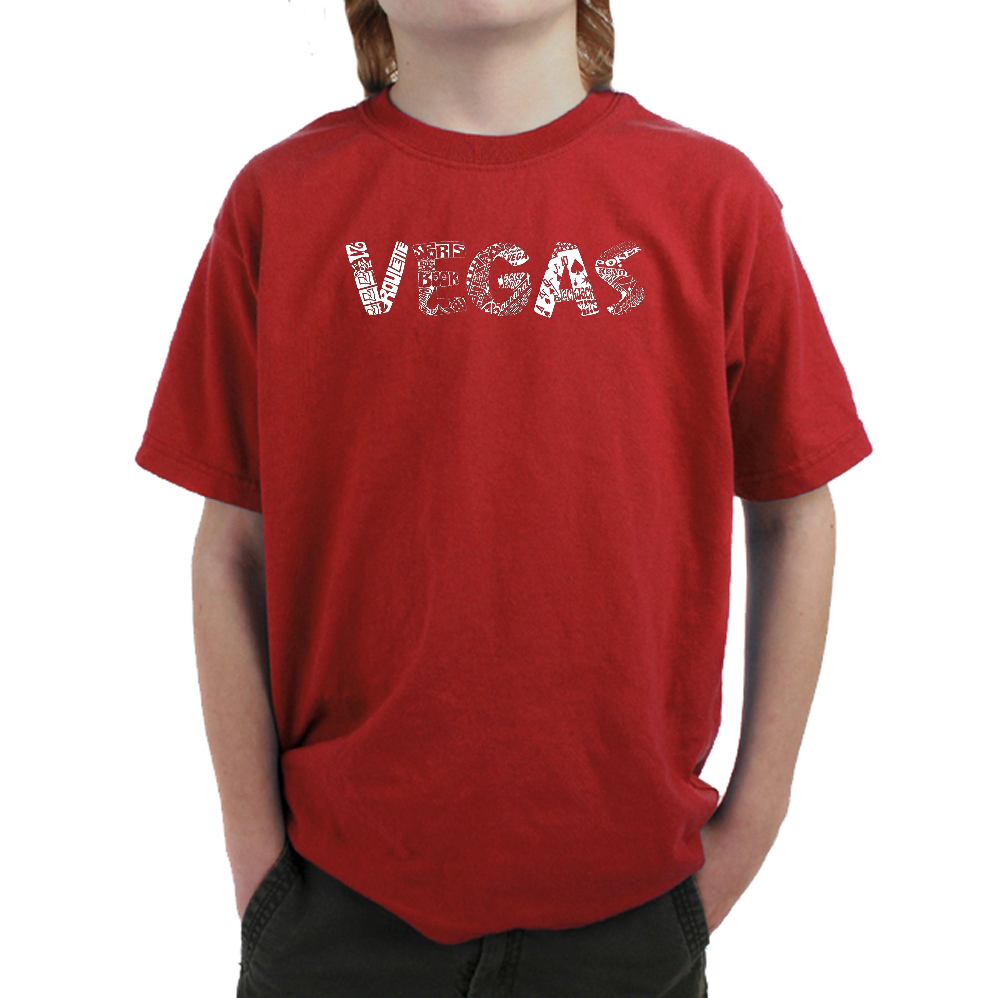 LA POP ART Boys Word Art Graphic T-Shirt - Cool Vegas Design for Casual Wear & Street Style
