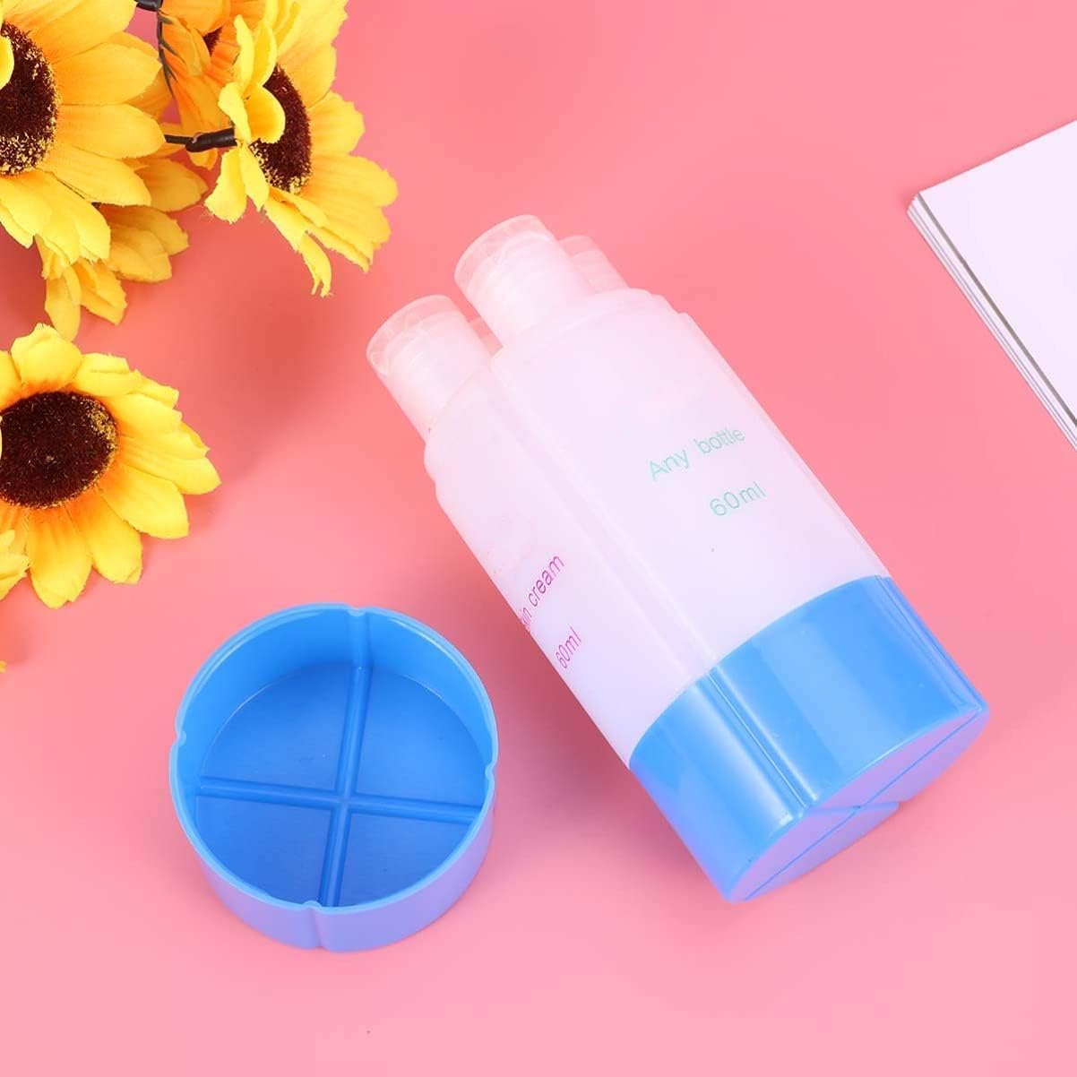 KINTIN 4 in 1 Travel Bottles Set - 60ML Leakproof Refillable Containers for Shampoo, Conditioner & Lotion - Perfect for Air Travel, Gym, Camping & Vacation Toiletries Organization