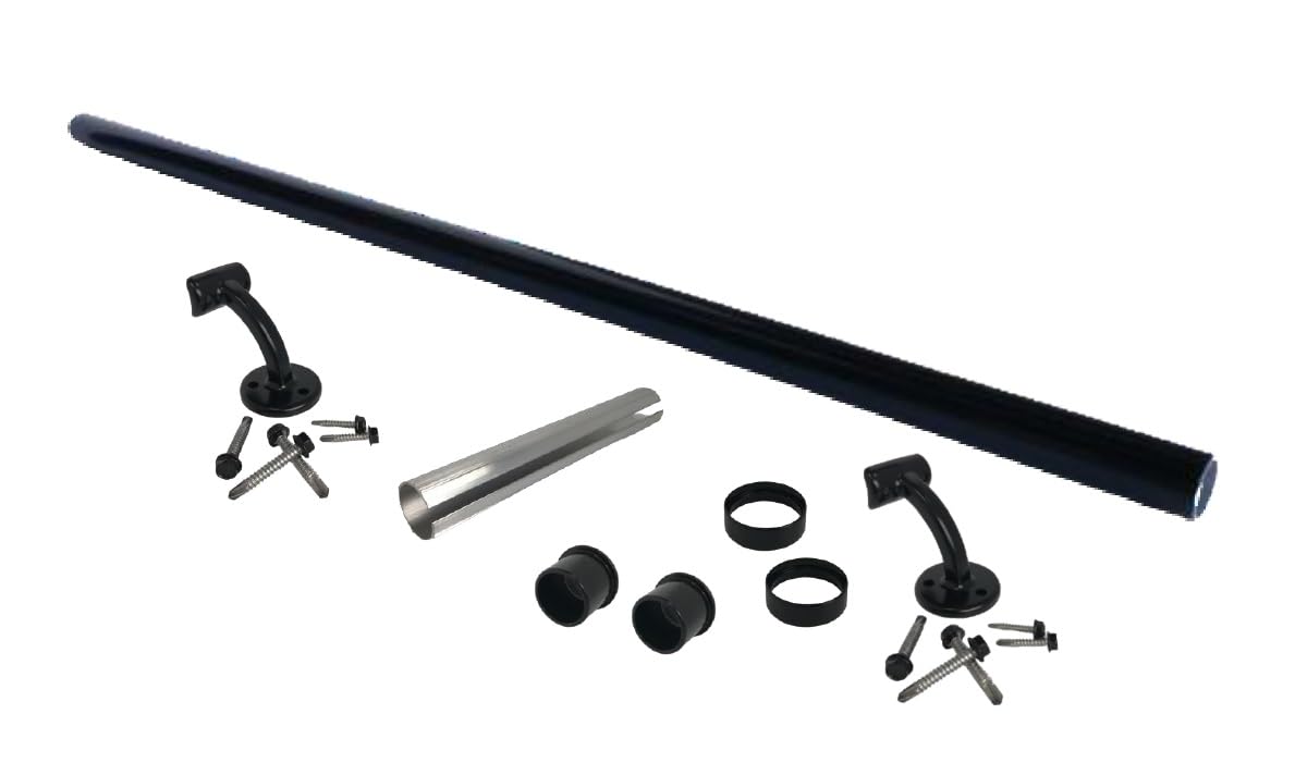 6FT Black Aluminum Hand Rails for Outdoor Steps - ADA Compliant Stair Railing with Wall Mounts | Indoor/Outdoor Use for Home, Garden & Commercial Spaces