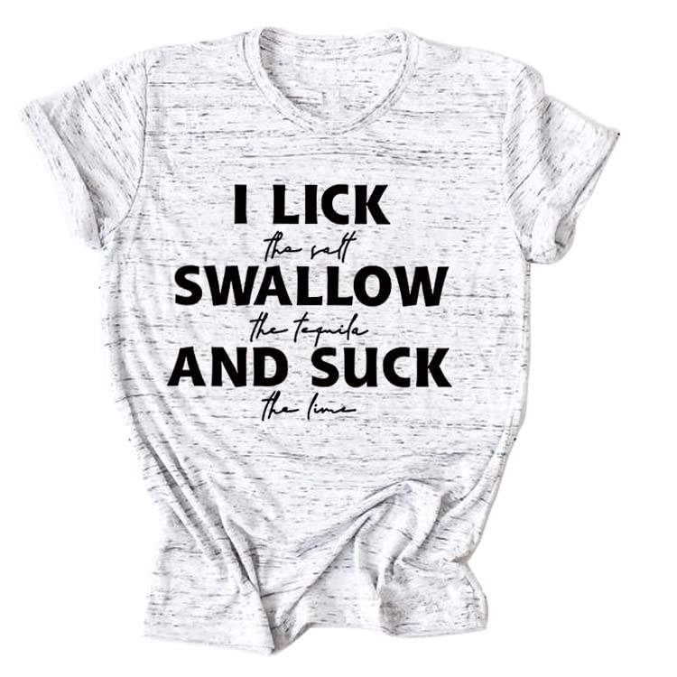 Funny 'I Lick The Women' Printed Summer T-Shirt - Short Sleeve Happy Graphic Tee for Women, Loose Fit Casual Tops | Perfect for Beach Outings, Parties & Everyday Wear