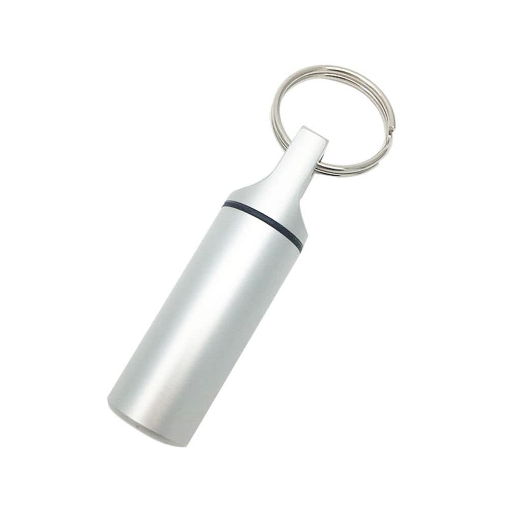 Mini Tablet Container - Portable Earplugs Box & Medicine Organizer - Waterproof Pill Storage Case with Keychain - Matte Silver - Perfect for Travel, Hiking, and Daily Medication Management