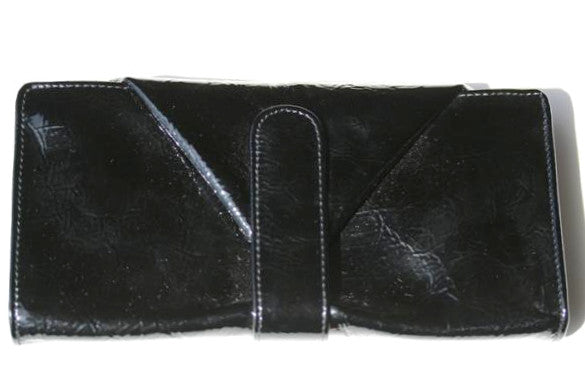 Premium Patent Black Leather Envelope Wallet for Men & Women - Slim RFID Blocking Bifold Wallet for Everyday Use, Travel & Business