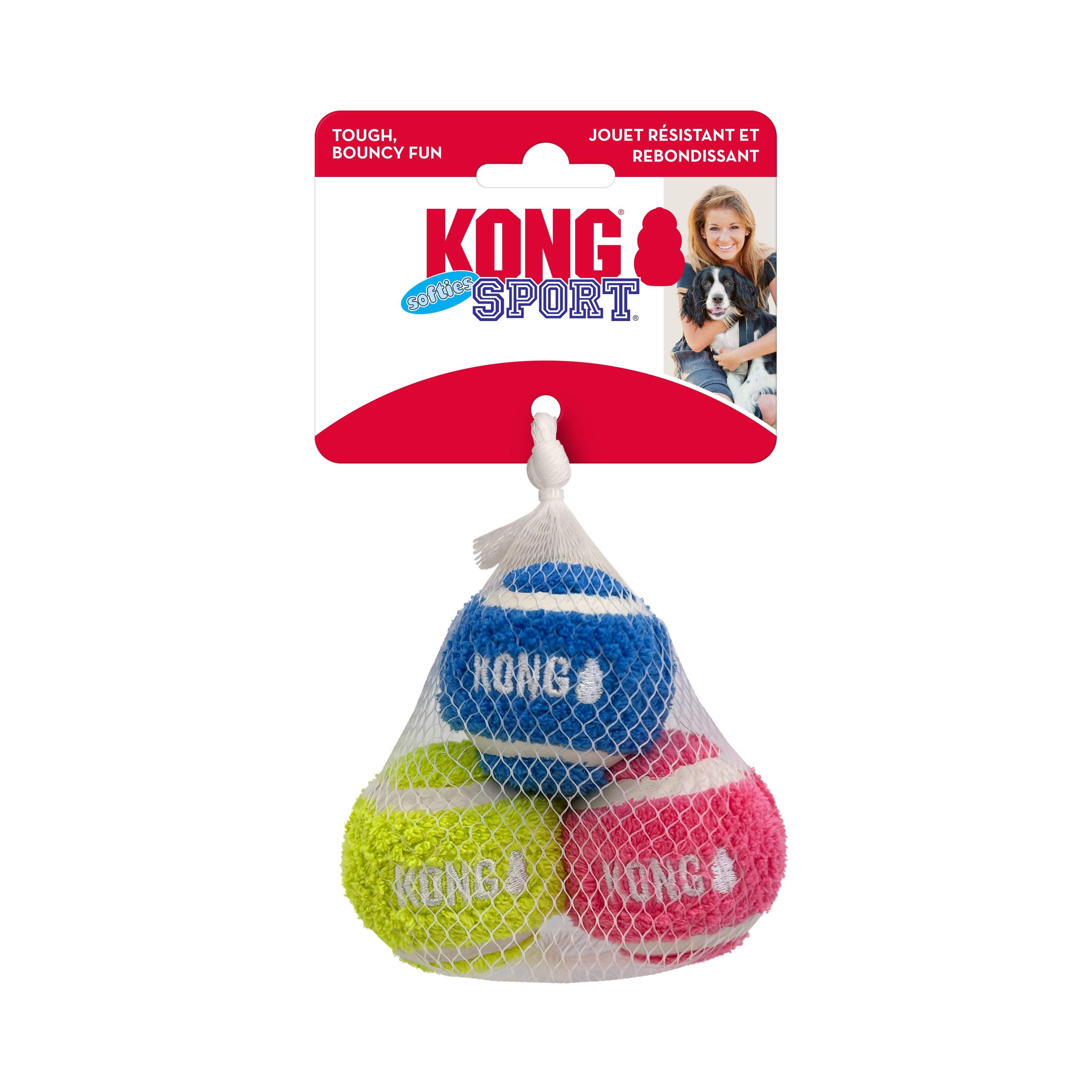 Kong Sport Softies Tennis Balls with Plush - Durable Chew Toys for Dogs, Perfect for Fetch, Training, and Playtime Indoors & Outdoors