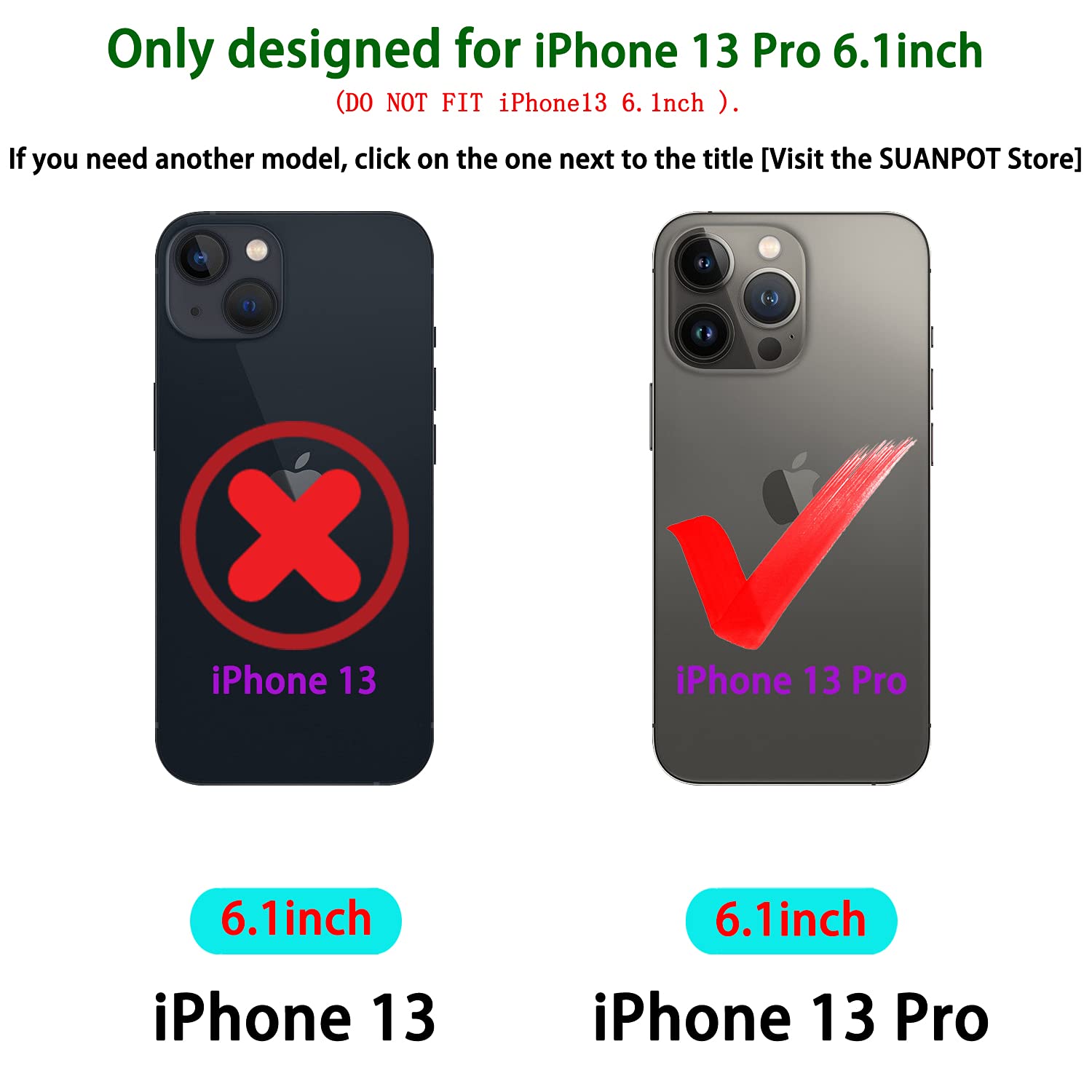 iPhone 13 Pro Wallet Case - RFID Blocking PU Leather Cover with Card Holder | Shockproof Protection for Daily Use