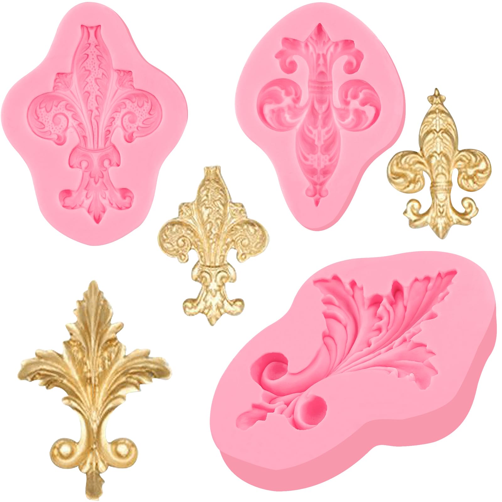 Baroque Embossed Feather Fondant Molds Set of 3 - European Relief Scroll Chocolate Silicone Molds for Baking & Crafts | Perfect for Cupcake Toppers, Flower Paste, Mousse, Candy, Sugar Craft, Gum Paste, Dough & Clay Projects | Ideal for Home Baking, Cake Decorating & DIY Resin Art