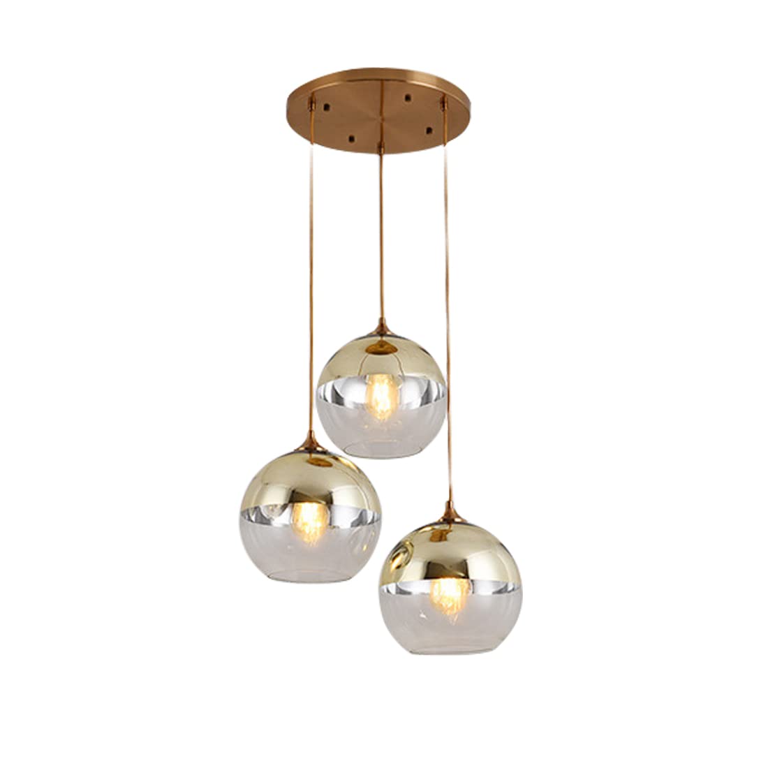 Bepuzz 3-Light Adjustable Glass Pendant Chandelier - Mid Century Modern Kitchen Island Hanging Light Fixture with Mini Globe Shades for Bedroom, Living Room, Dining Room & Farmhouse Decor | Perfect for Kitchen Counter, Dining Table Lighting and Open Concept Spaces
