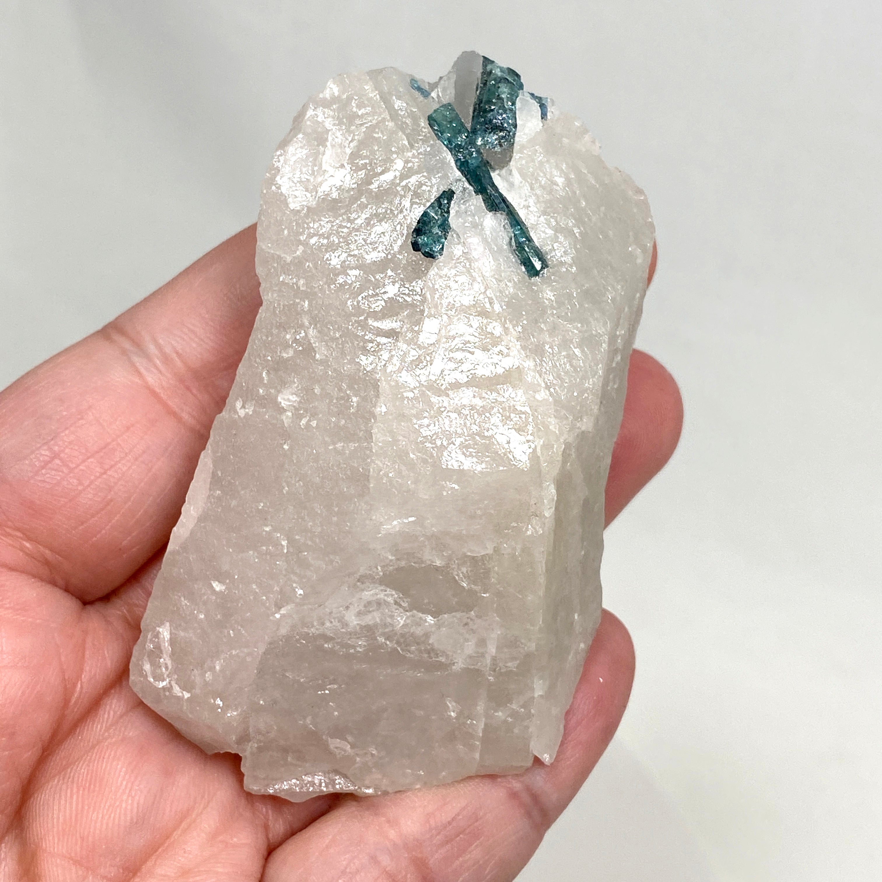 Natural Green Tourmaline on Quartz Crystal - Healing Stone for Meditation & Energy Work - GTQ02 - Perfect for Home Decor, Jewelry Making & Spiritual Practices