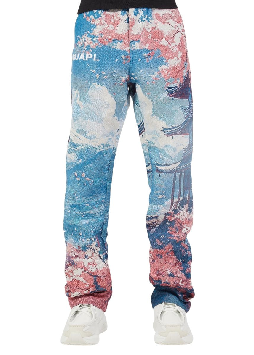 Guapi Tokyo Tapestry Pants Light Blue - Stylish Japanese Streetwear for Women | Perfect for Casual Outfits, Festival Fashion & Boho Chic Looks