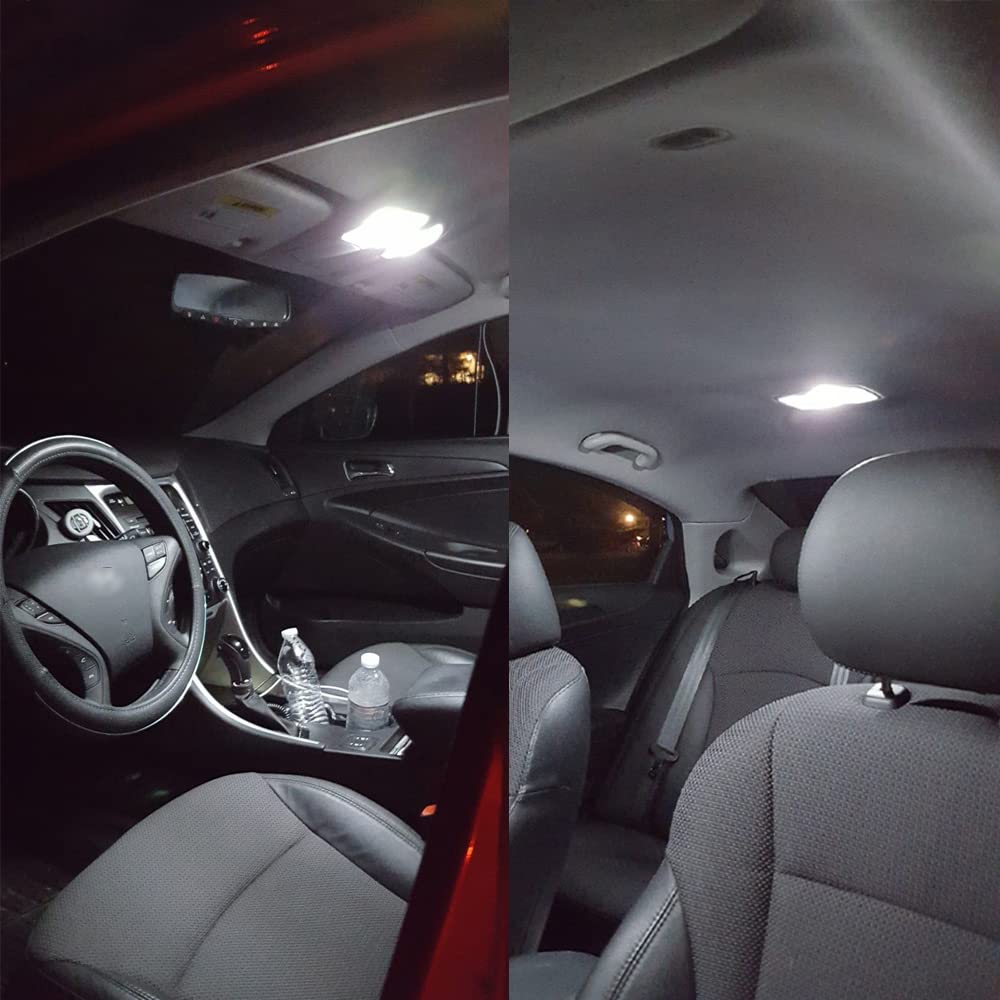 **6000K White LED Interior Light Kit (12-Piece) - Compatible with Sonata, Elantra, Optima, Forte 2011-2021 - Dome, Map, Visor, Cargo & License Plate Bulbs - Perfect for Night Driving & Car Customization**
