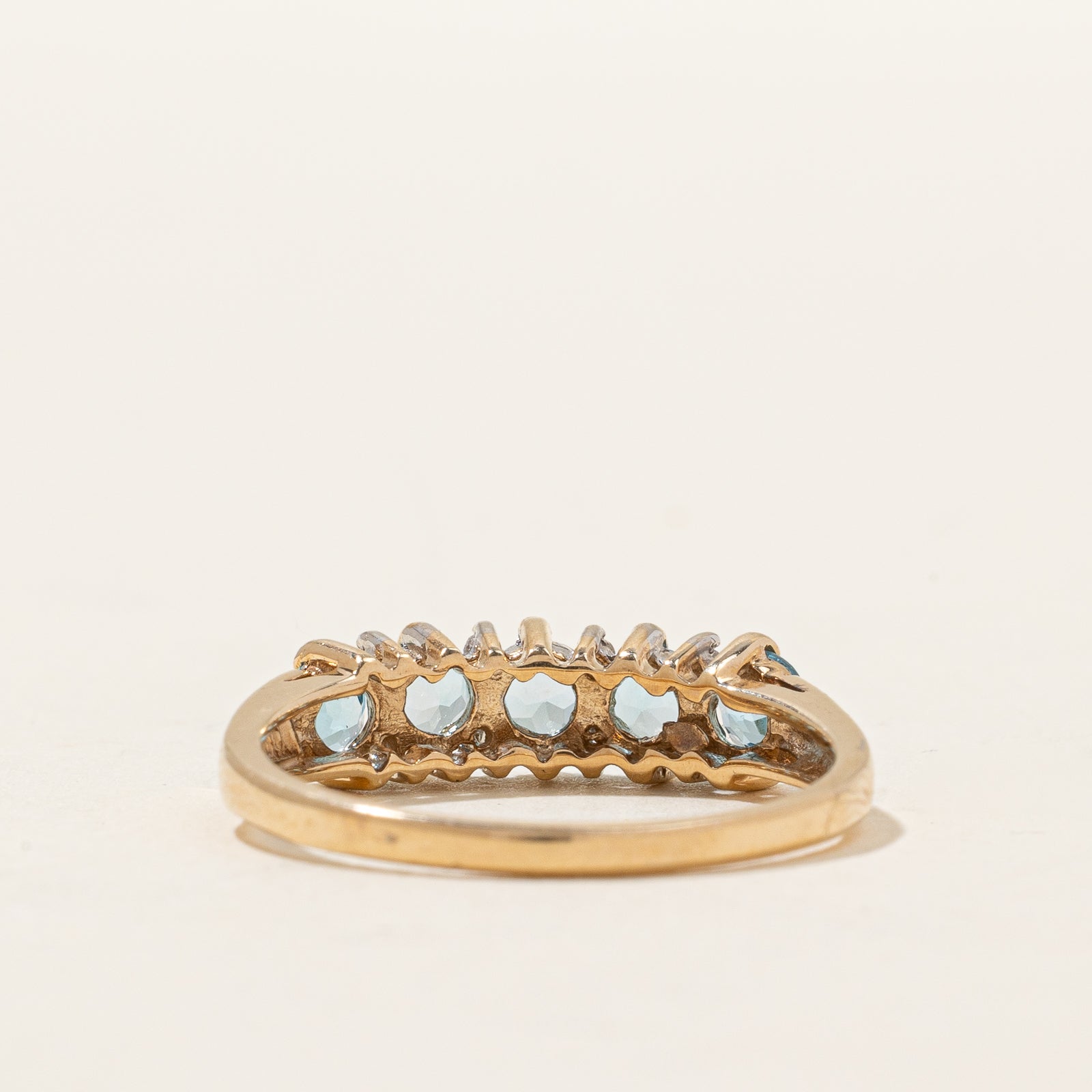 Five Stone Blue Topaz & Diamond Ring | 0.90ctw Gemstone & 0.04ctw Diamonds | Size 7.75 | Elegant Jewelry for Engagement, Anniversary & Special Occasions