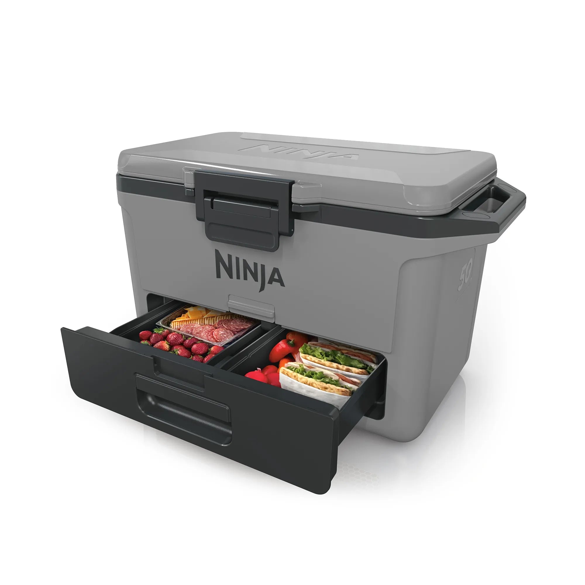 Ninja FrostVault 47L Hard Cooler with Dry Zone - Insulated Outdoor Cooler for Camping, Beach, Picnics & Tailgating - Leakproof Food Storage with Separate Dry Compartment