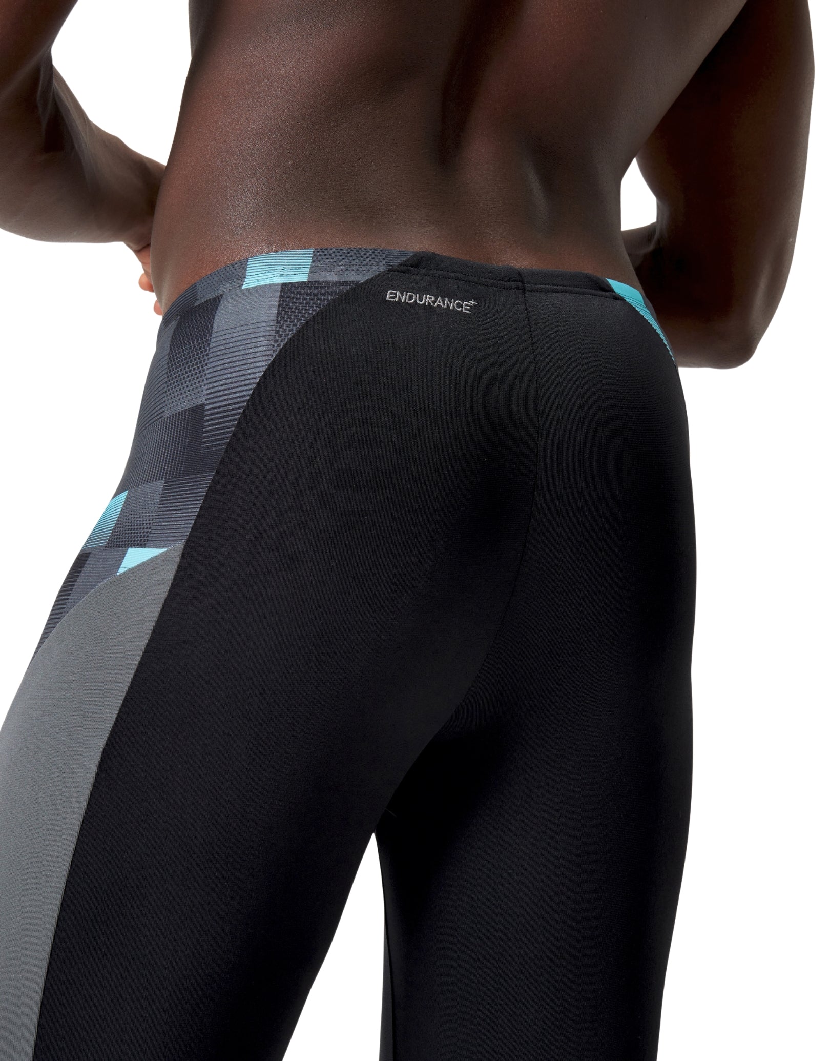 Endurance+ Max Splice Swim Jammer for Men - High Performance Competitive Swimwear in Black/Grey - Perfect for Lap Swimming, Triathlons & Water Sports