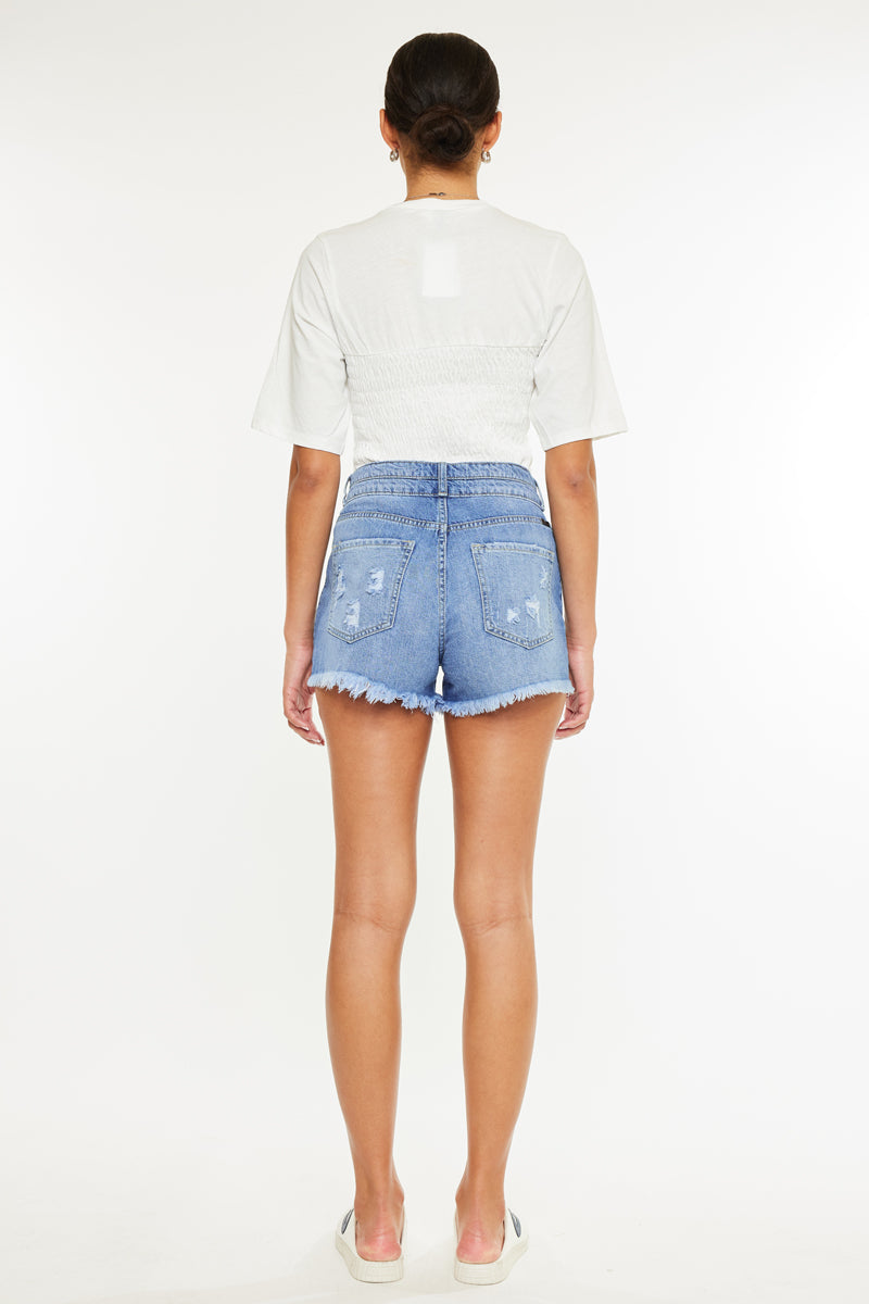 Farah Essentials High Rise Mom Shorts - Women's Comfortable Stretchy Denim Shorts for Casual Wear & Summer Outfits