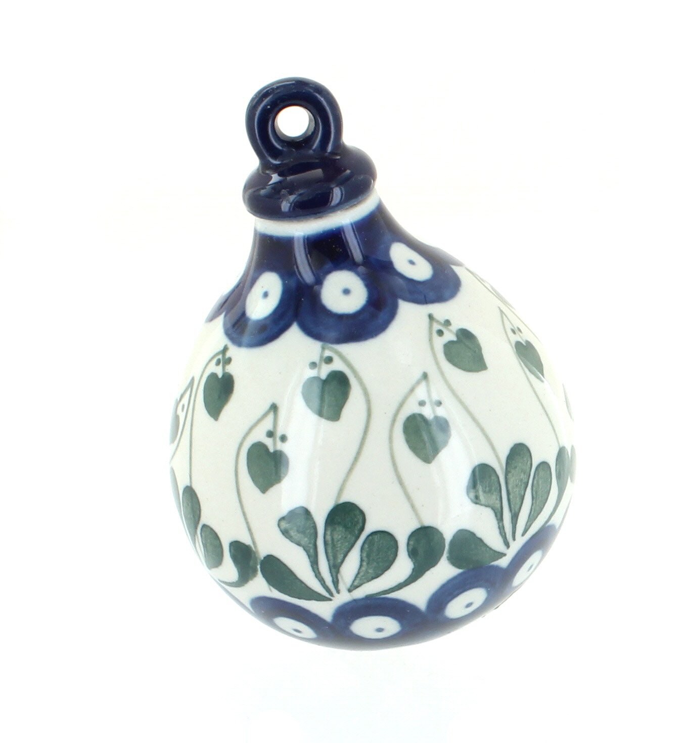 Handmade Blue Rose Polish Pottery Alyce Teardrop Christmas Ornament - Elegant Holiday Tree Decoration for Christmas, Home & Gift Giving