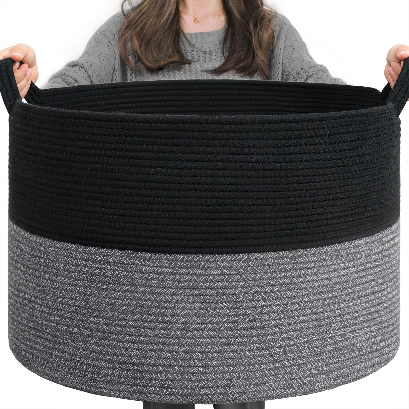 INDRESSME XXXLarge Cotton Rope Basket - 21.7