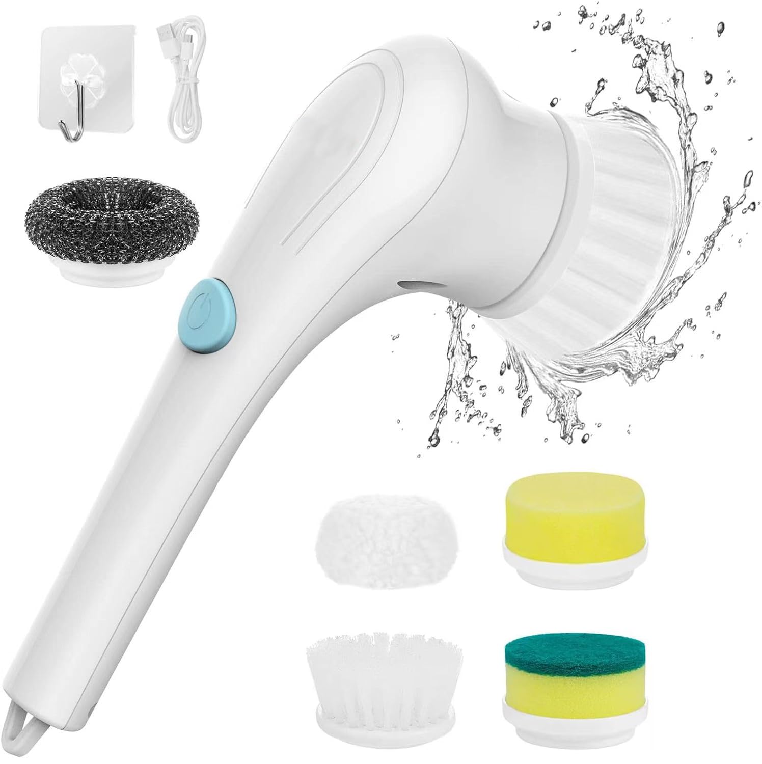Electric Spin Scrubber - Cordless Shower Cleaner with 5 Replaceable Brush Heads, Powerful Bathroom Cleaning Brush for Tile, Grout, Sink & Bathtub - Perfect for Deep Cleaning Showers, Kitchens & Hard-to-Reach Areas