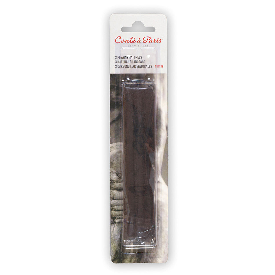Conté à Paris Natural Charcoal Drawing Set - 3 Pieces (11mm) for Sketching, Shading & Fine Art - Perfect for Artists & Beginners