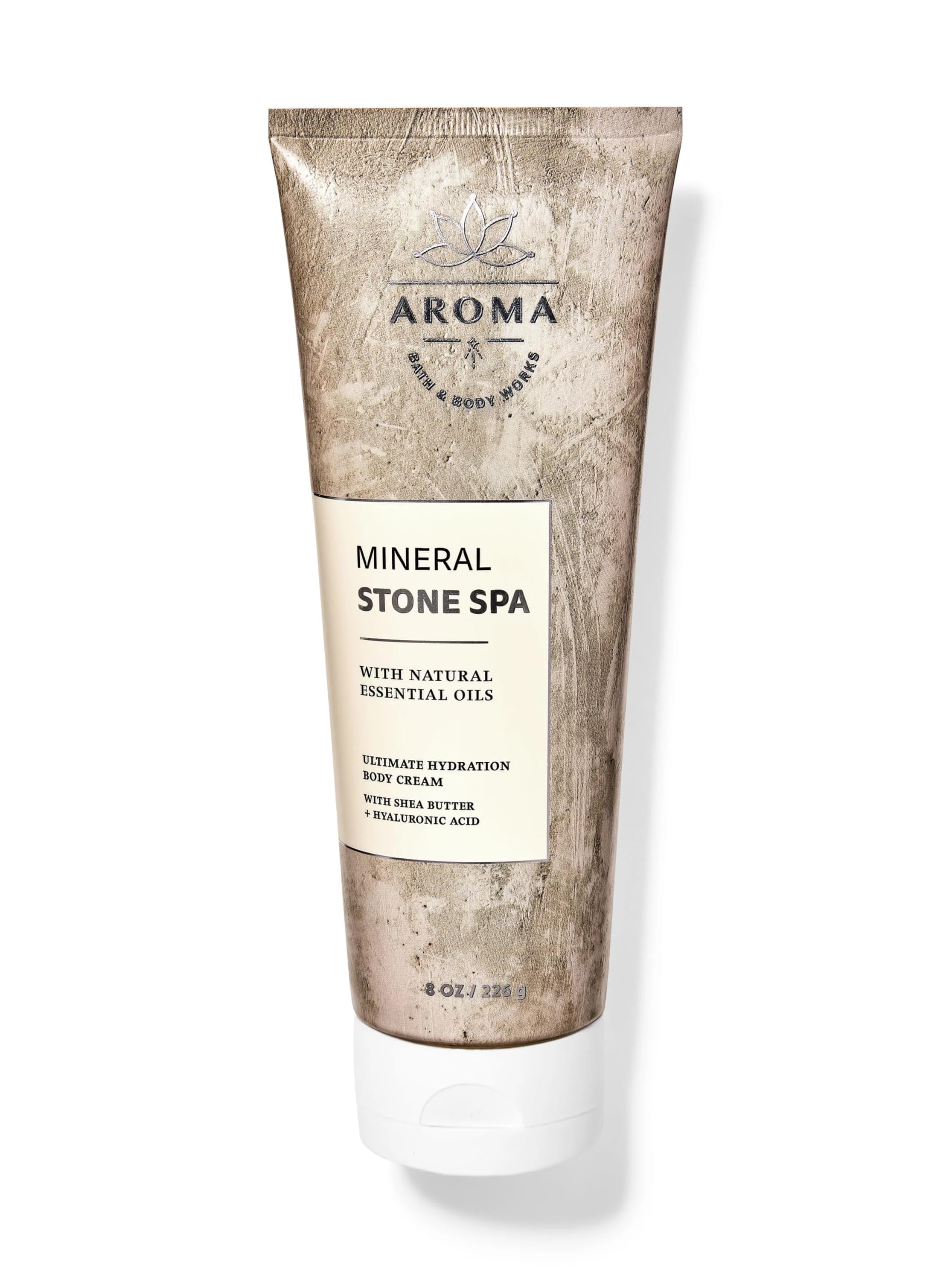 Ultimate Hydration Mineral Stone Spa Body Cream - 8oz (226g) Moisturizing Lotion with Violet Extract, Cardamom & Orris Oil - Luxurious Aromatherapy for Dry Skin Care & Relaxing Bath Time