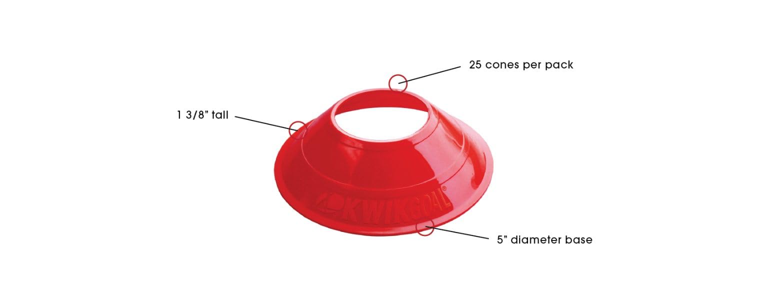 Kwik Goal Mini Disc Cones - Set of 25 Bright Orange Soccer Training Cones for Agility Drills, Sports Practice & Field Marking - Perfect for Soccer, Football, Basketball & Youth Sports