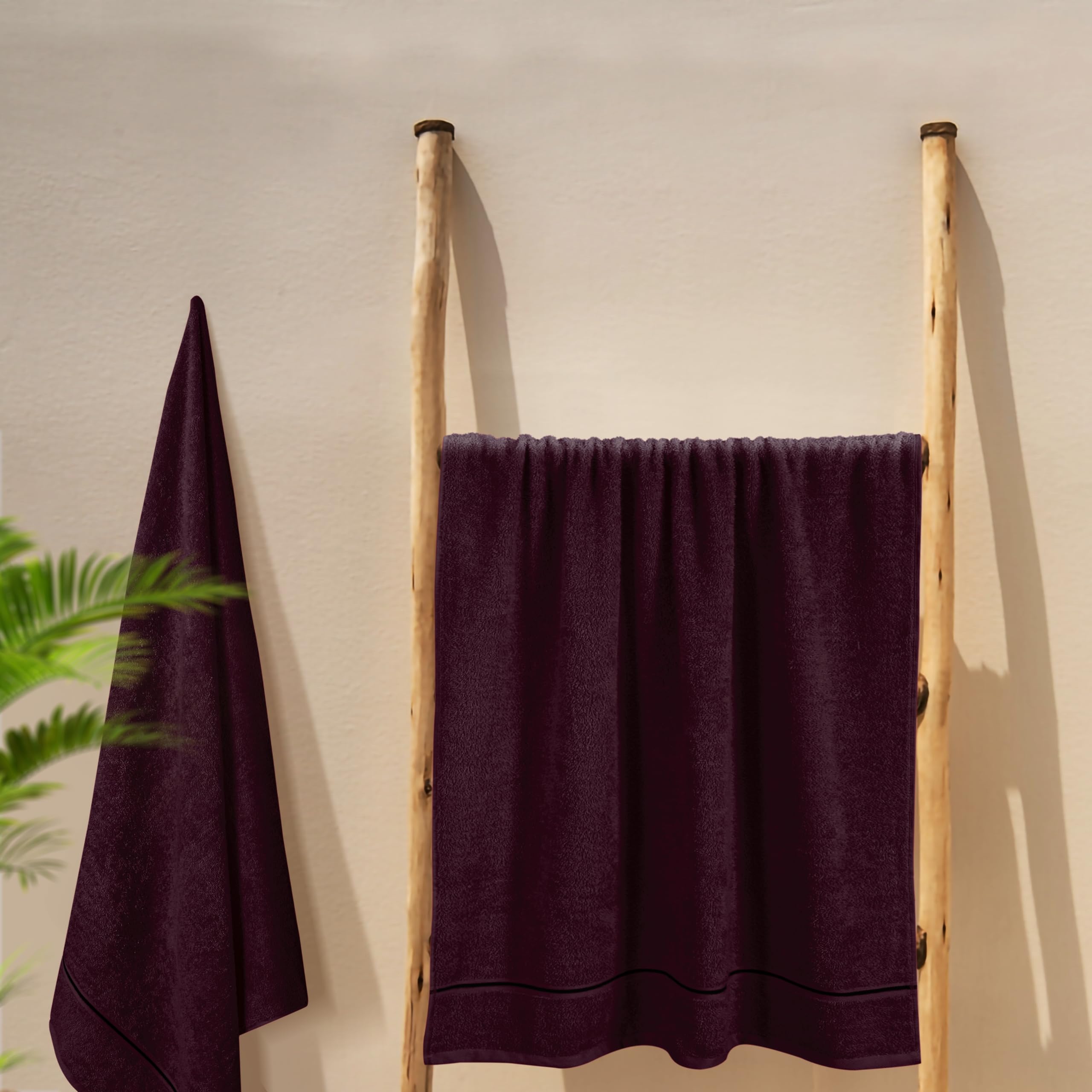 Premium 2-Pack Cotton Oversized Bath Towels 28x55 Inches - Ultra Absorbent, Quick Dry & Lightweight Large Towels for Bath, Spa, Gym, Travel, Camping & Pool - Burgundy