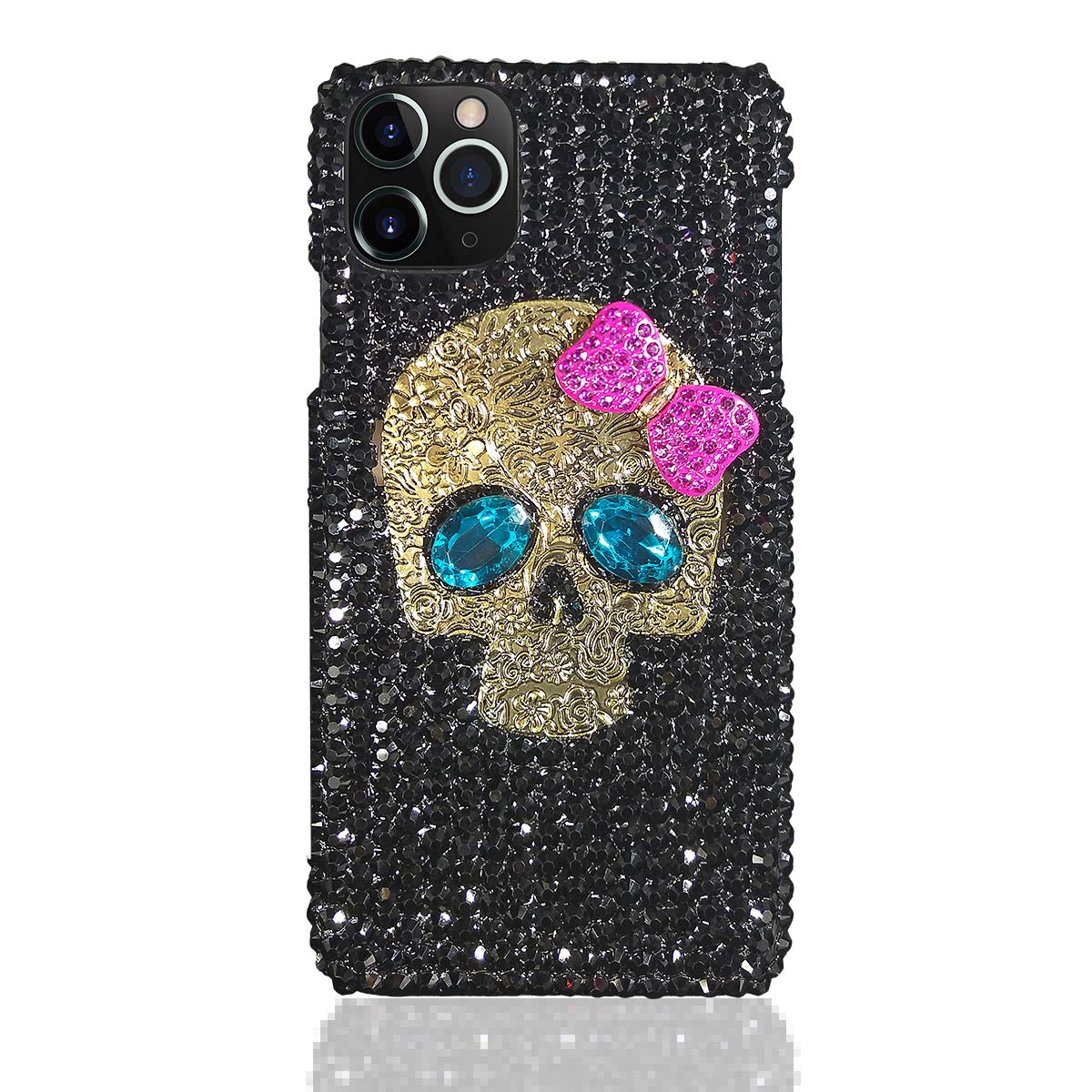 Luxury 3D Shiny Crystal Rhinestone Skull Case for iPhone 11 Pro Max - Sparkle Bling Diamond Hard PC Cover with Metal Crossbones Design | Perfect for Parties, Nightlife & Fashion Accessories