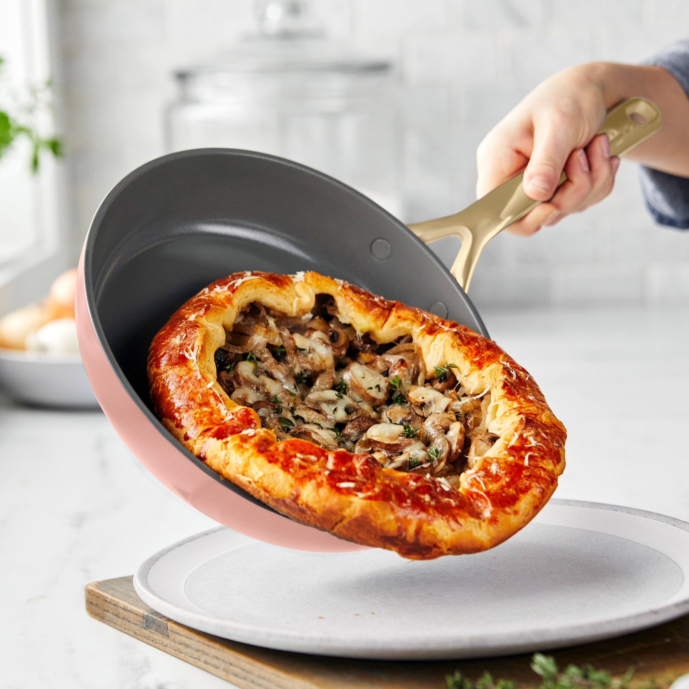 GP5 Colors Ceramic Nonstick 9.5 & 11-Inch Fry Pan Set with Champagne Handles | Dusty Rose | Perfect for Sauteing, Frying & Everyday Cooking
