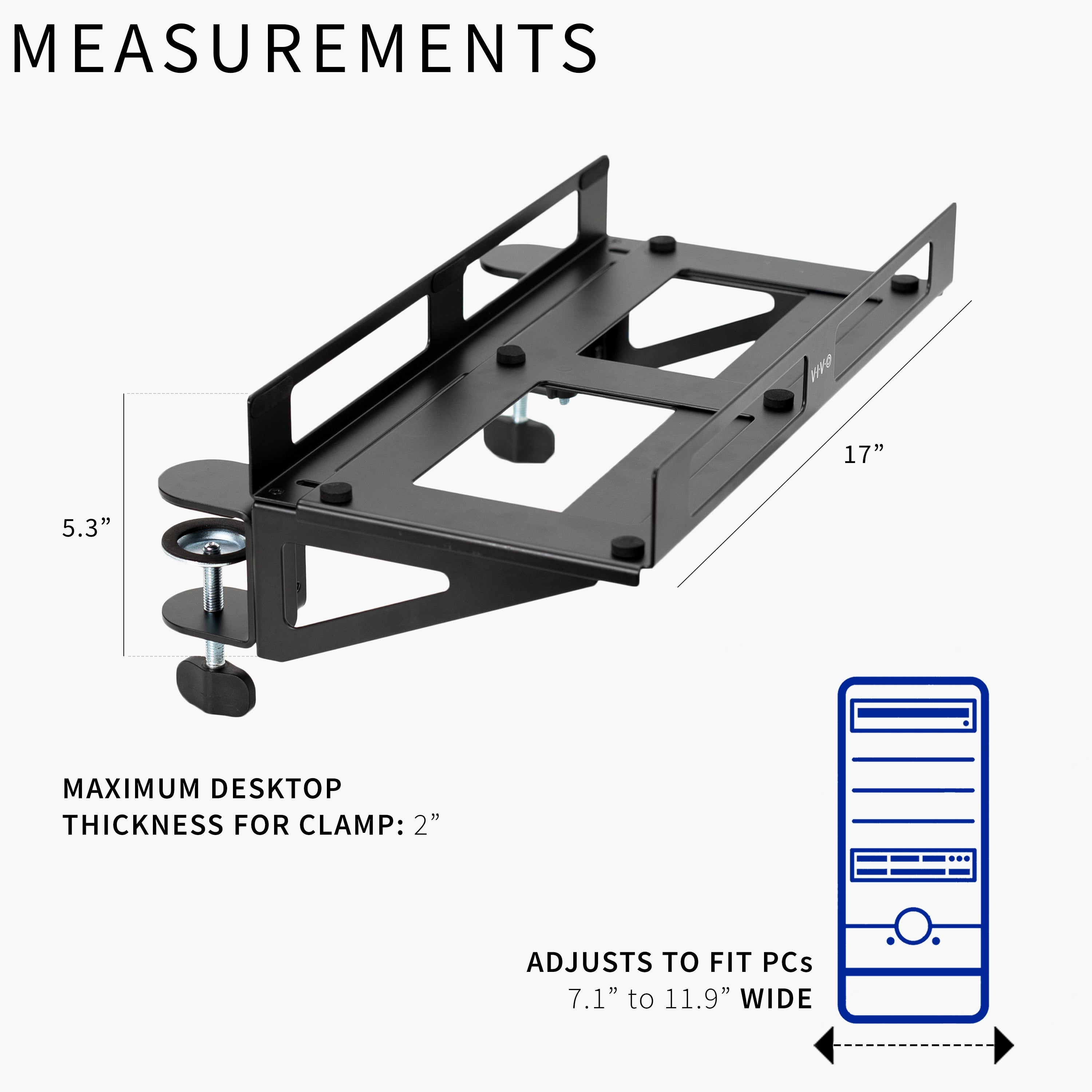Adjustable Gaming PC Mount for Desk & Wall - Secure Space-Saving Solution for Home & Office Gaming Setups