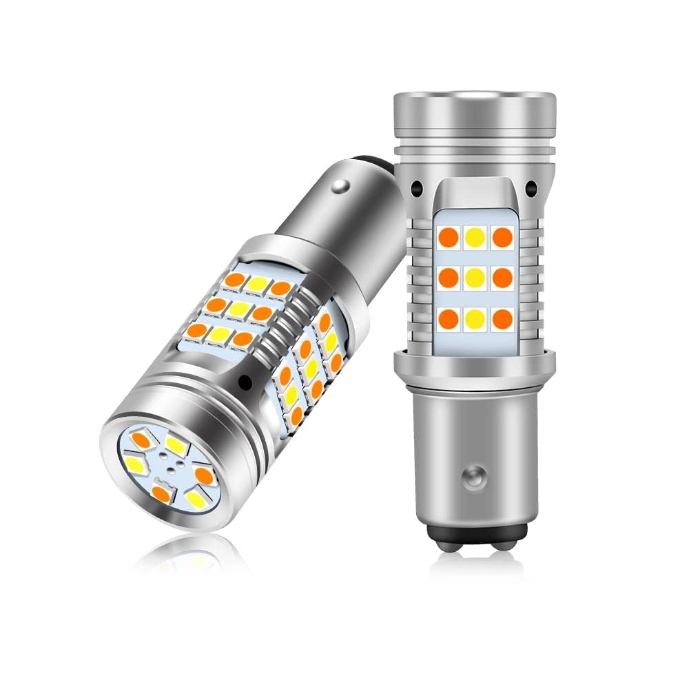 1157 LED Bulbs - Error Free CANBUS with Built-in Resistor, Dual Color (Amber/White) - 360° Luminous - Plug & Play - 12V 42 SMD LED - 2PC Pack Switchback Bulbs - Perfect for Turn Signals & Side Lights on Cars, Trucks, and Motorcycles