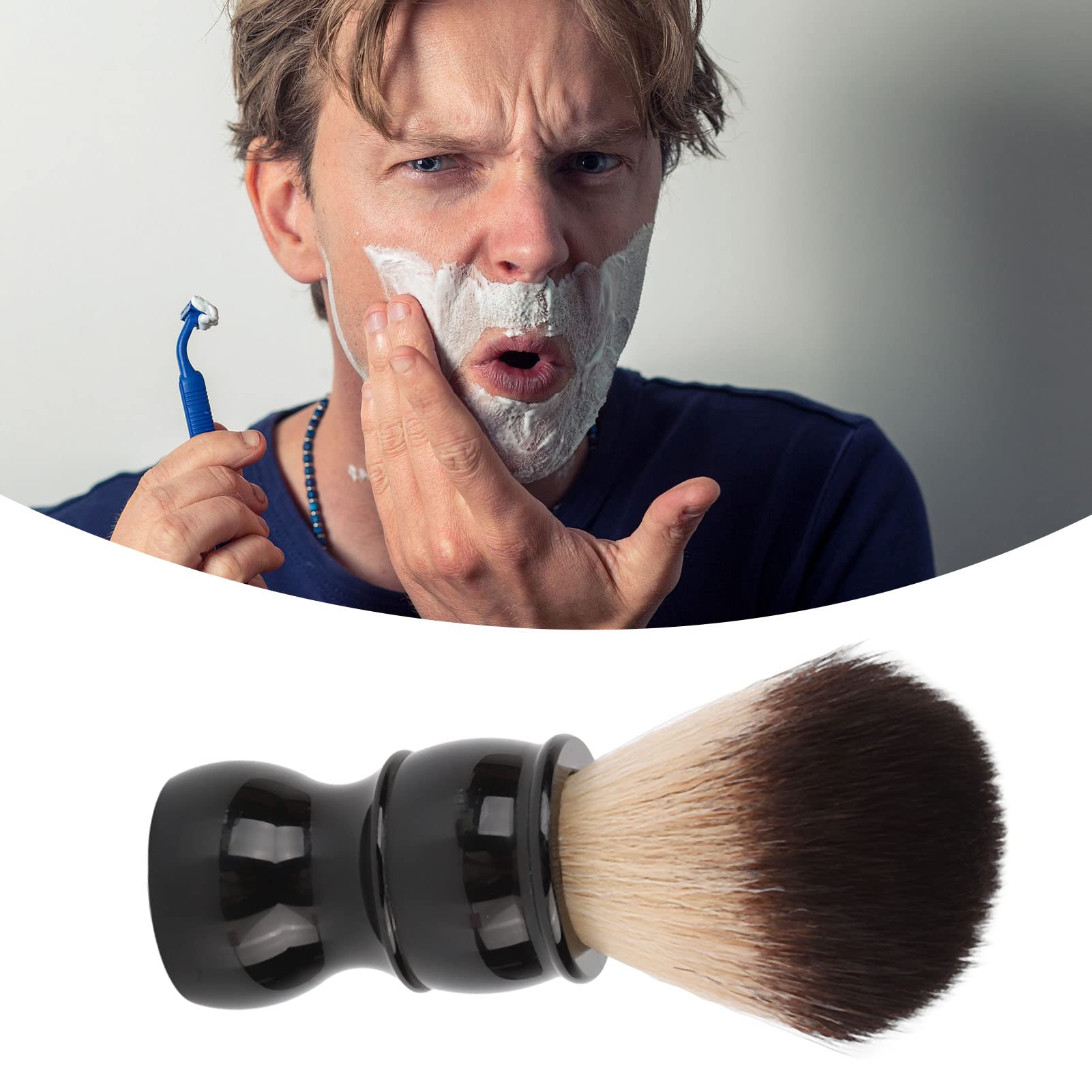 Premium Men's Shaving Brush for Home & Salon - Ergonomic Beard Brush with Resin Handle & Soft Nylon Bristles - Portable Easy-Clean Face Grooming Brush - Skin-Friendly Barber Brush for Dirt Removal - Perfect for Daily Shaving & Beard Care Routine