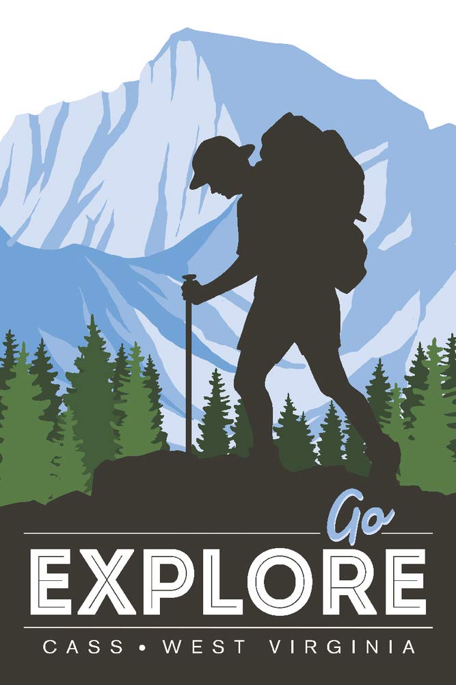 Cass West Virginia Go Explore Backpacker 102089 - 24x36 Signed Print Master Art Print Poster - Vintage Travel Wall Decor for Home, Office & Cabin - Perfect for Adventurers & Nature Lovers