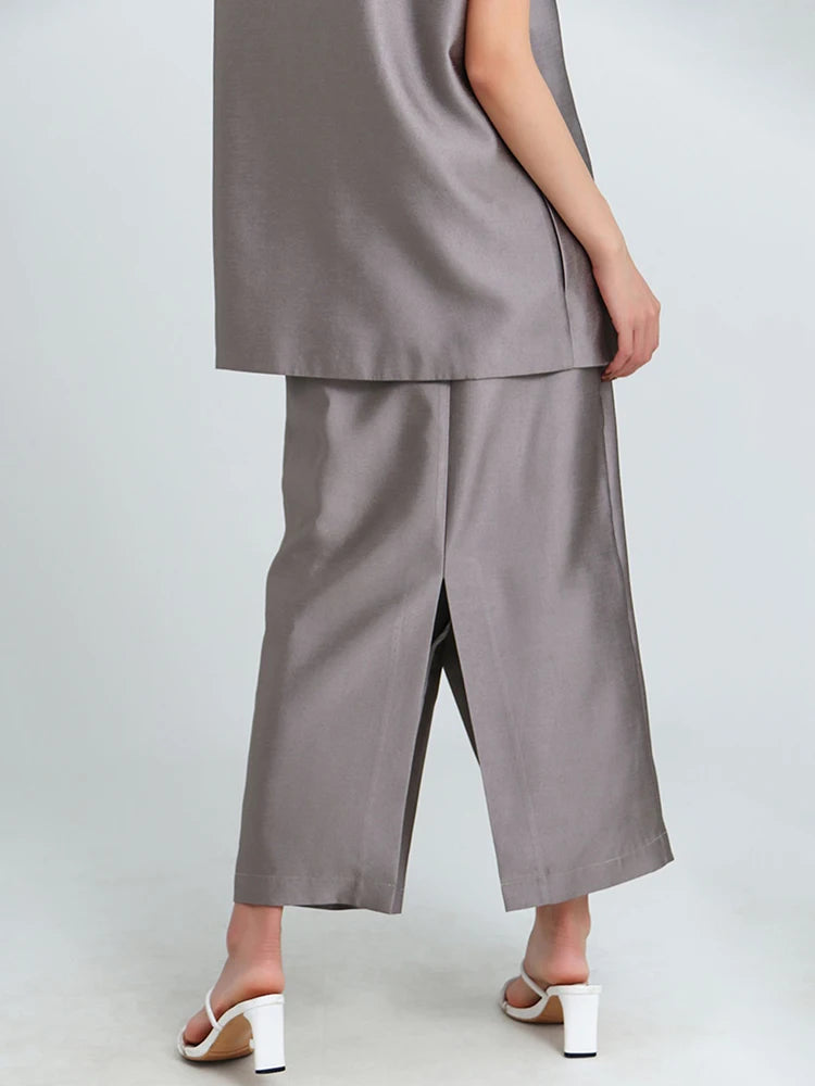 Asymmetrical High Waist Patchwork Skirt for Women - Solid Color Casual Loose Straight Skirt | Fashionable Female Clothing for Office, Dating & Everyday Wear