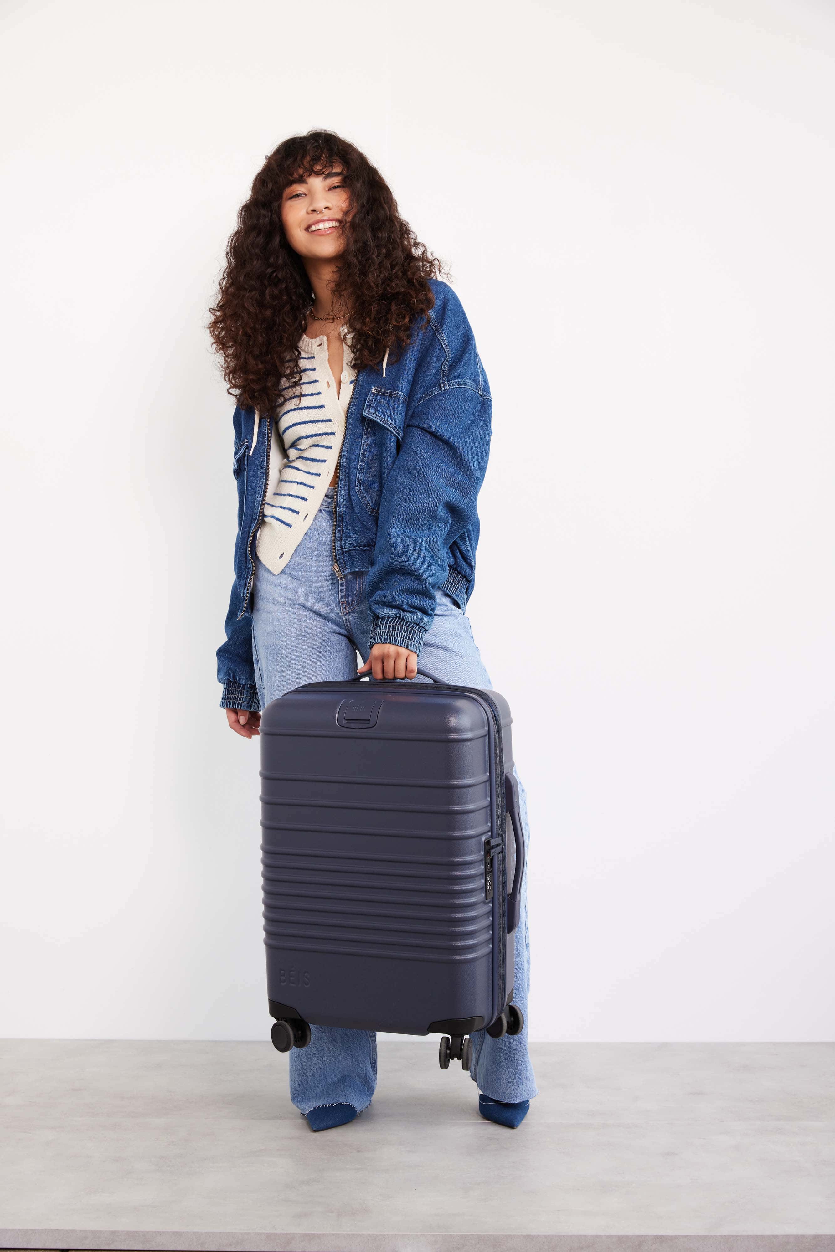 Navy Blue Carry On Luggage with Spinner Wheels - Perfect for Air Travel, Business Trips & Weekend Getaways