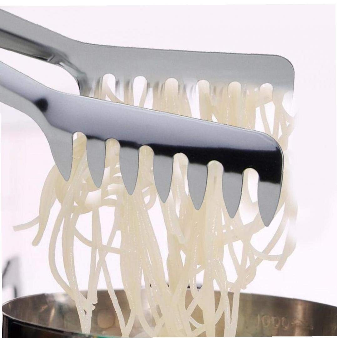 Premium Stainless Steel Pasta Tongs & Food Clip - Kitchen Cooking Tool for Spaghetti, Noodles, Salad - Perfect for Serving, Mixing & Draining Pasta