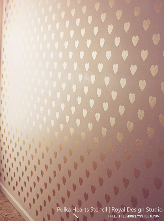 Polka Heart Wall Stencil - Reusable DIY Painting Template for Home Decor, Nursery, Kids Room & Wedding - Perfect for Walls, Furniture & Crafts
