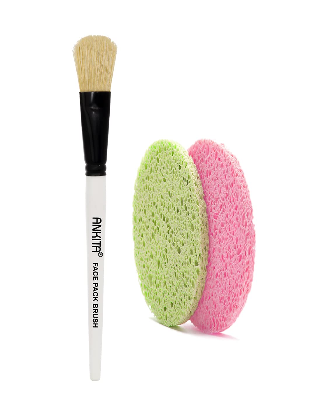 Ankita 2-Pack Facepack Brush & Cleansing Sponge Set - Oval Makeup Brush & Facial Cleansing Tool for Deep Pore Cleansing & Skincare Routine - Perfect for Daily Face Wash & Spa Treatments
