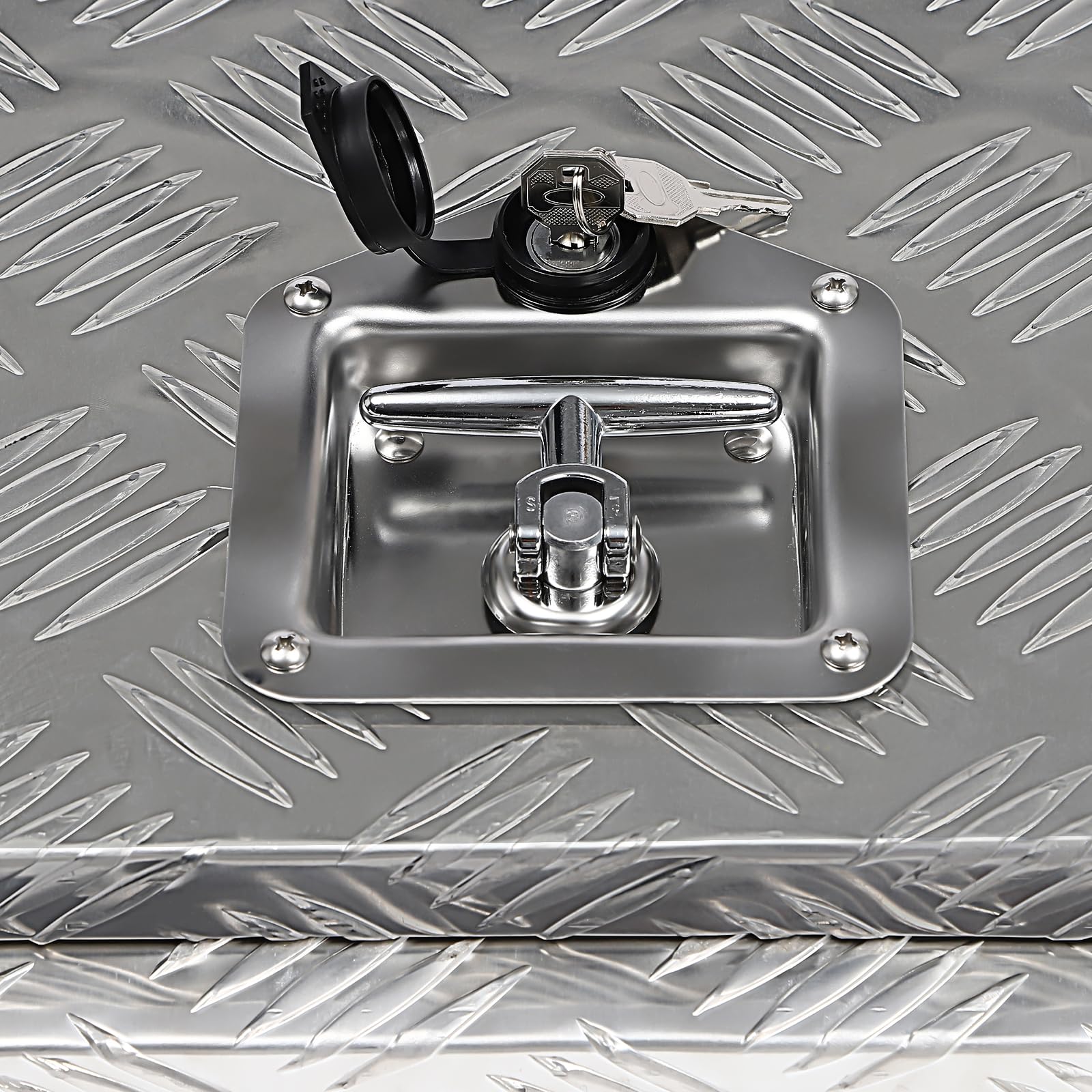 Heavy Duty Aluminum Underbody Tool Box with Lock & Keys - Waterproof RV & Truck Storage Organizer (17x18x18 in, Silver) - Perfect for Pickup Truck Beds, Trailers & Outdoor Equipment Storage